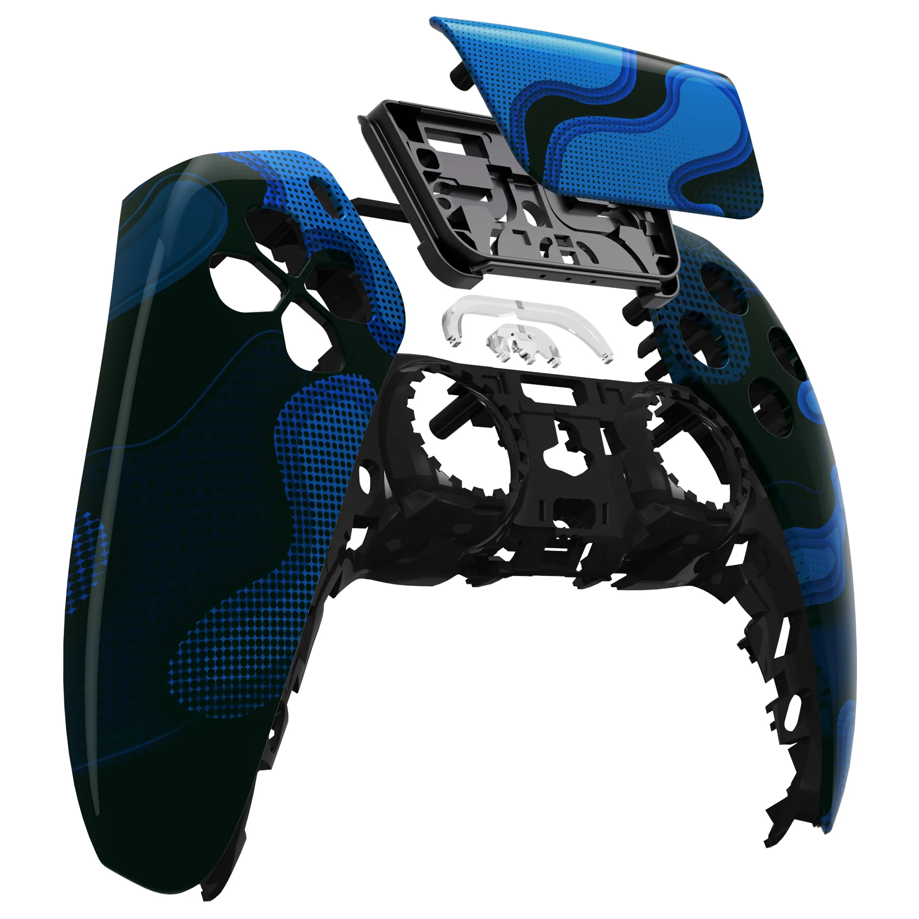 eXtremeRate Replacement Front Housing Shell with Touchpad Compatible with PS5 Controller BDM-010/020/030/040/050 - Blue Black Camouflage - Image 9