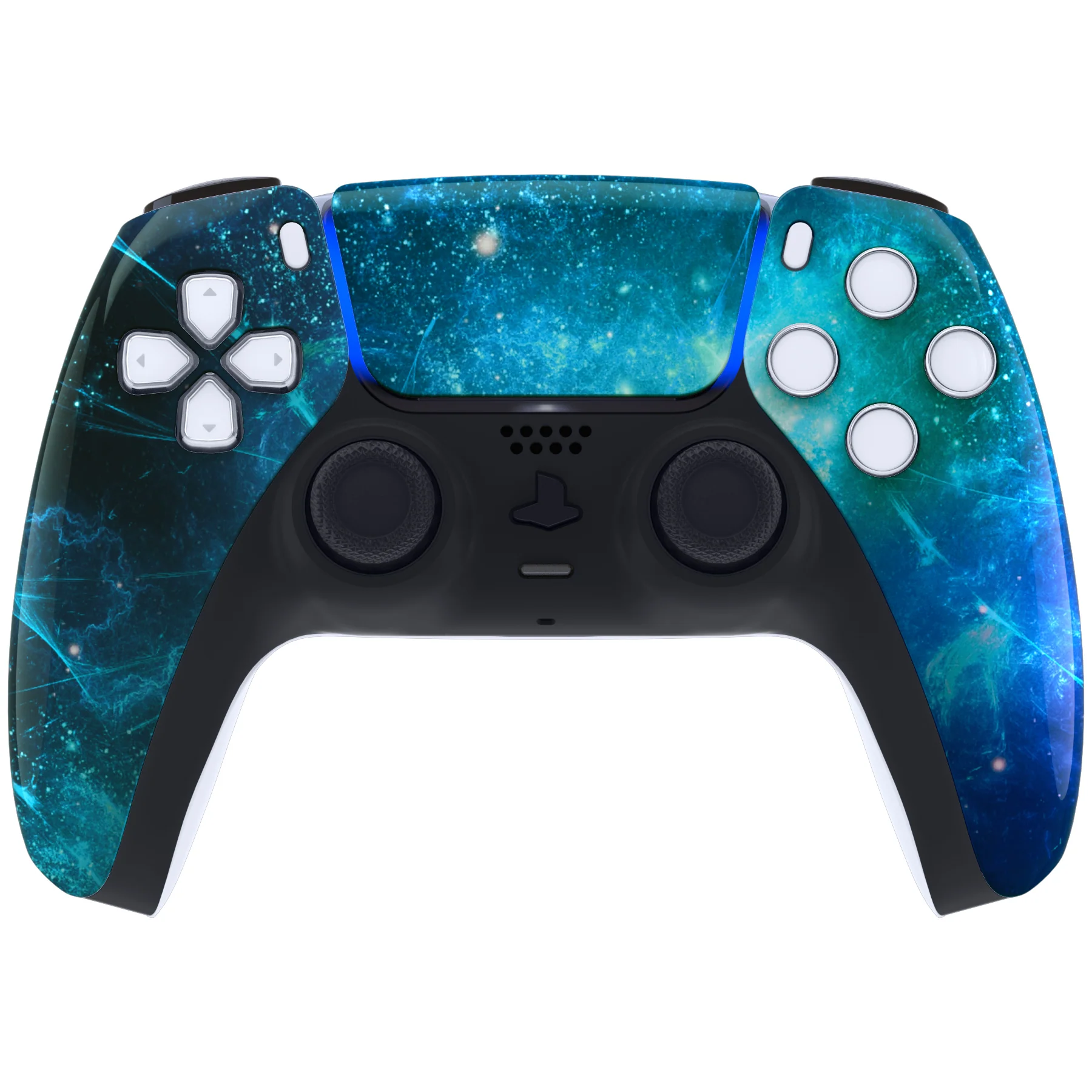 eXtremeRate Replacement Front Housing Shell with Touchpad Compatible with PS5 Controller BDM-010/020/030/040/050 - Blue Nebula - Image 2