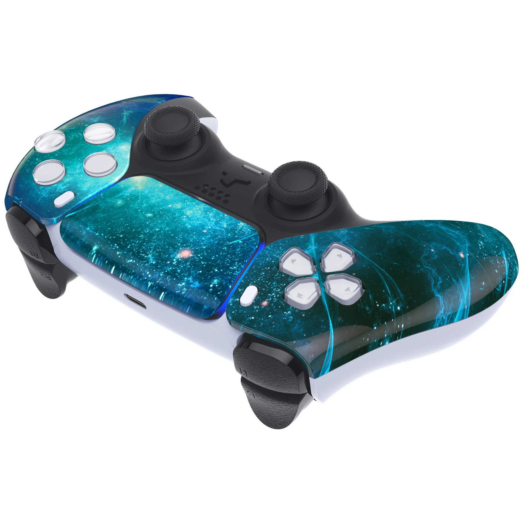 eXtremeRate Replacement Front Housing Shell with Touchpad Compatible with PS5 Controller BDM-010/020/030/040/050 - Blue Nebula - Image 6