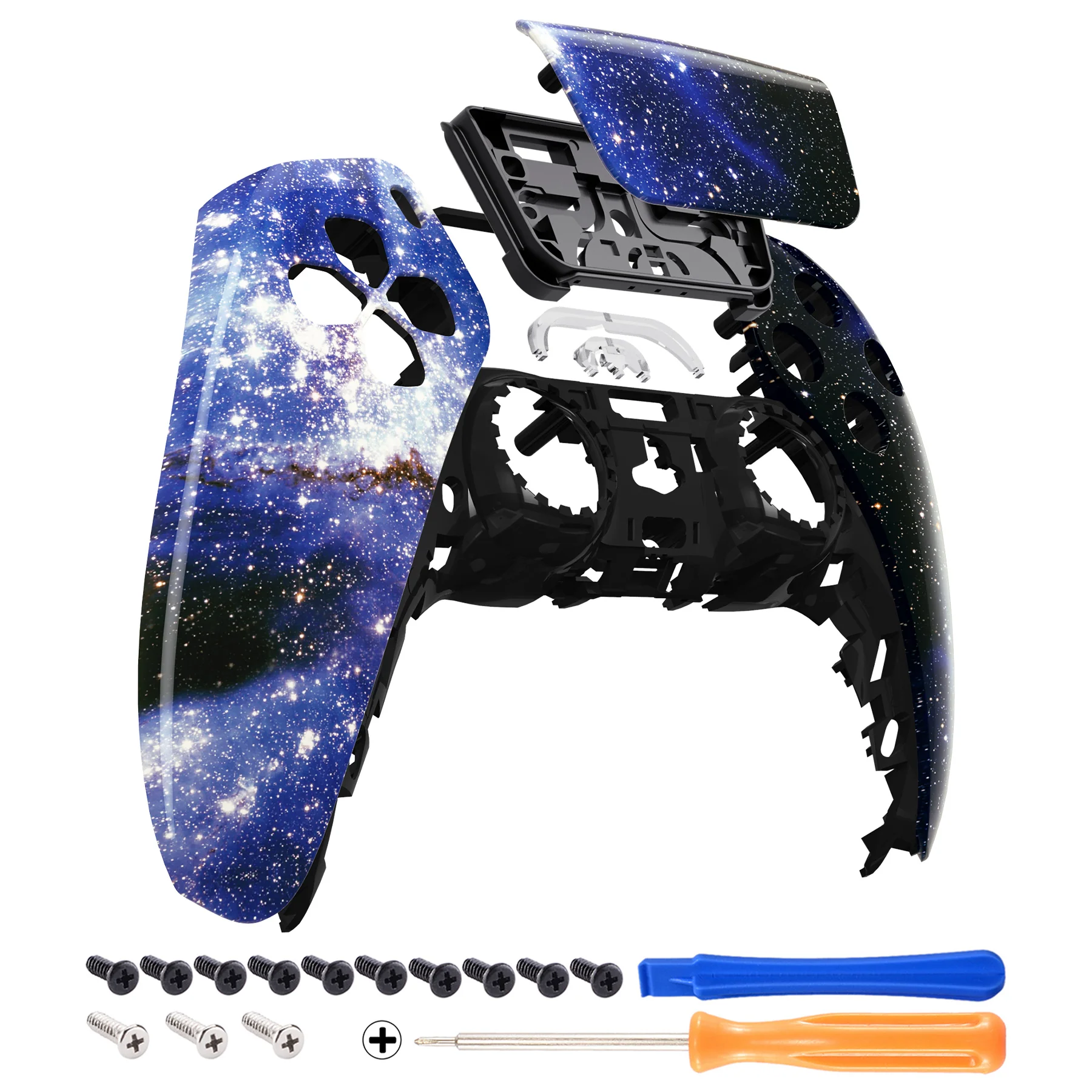 eXtremeRate Replacement Front Housing Shell with Touchpad Compatible with PS5 Controller BDM-010/020/030/040/050 - Blue Universe - Image 7