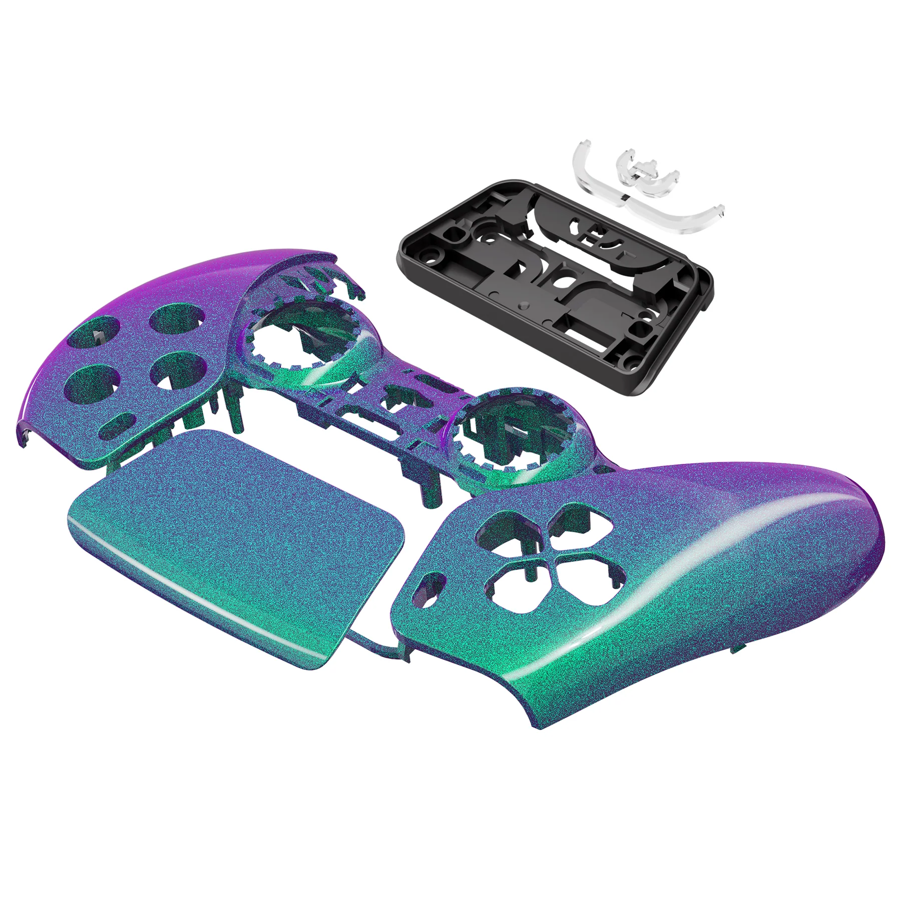 eXtremeRate Replacement Front Housing Shell with Touchpad Compatible with PS5 Controller BDM-010/020/030/040/050 - Chameleon Green Purple - Image 10