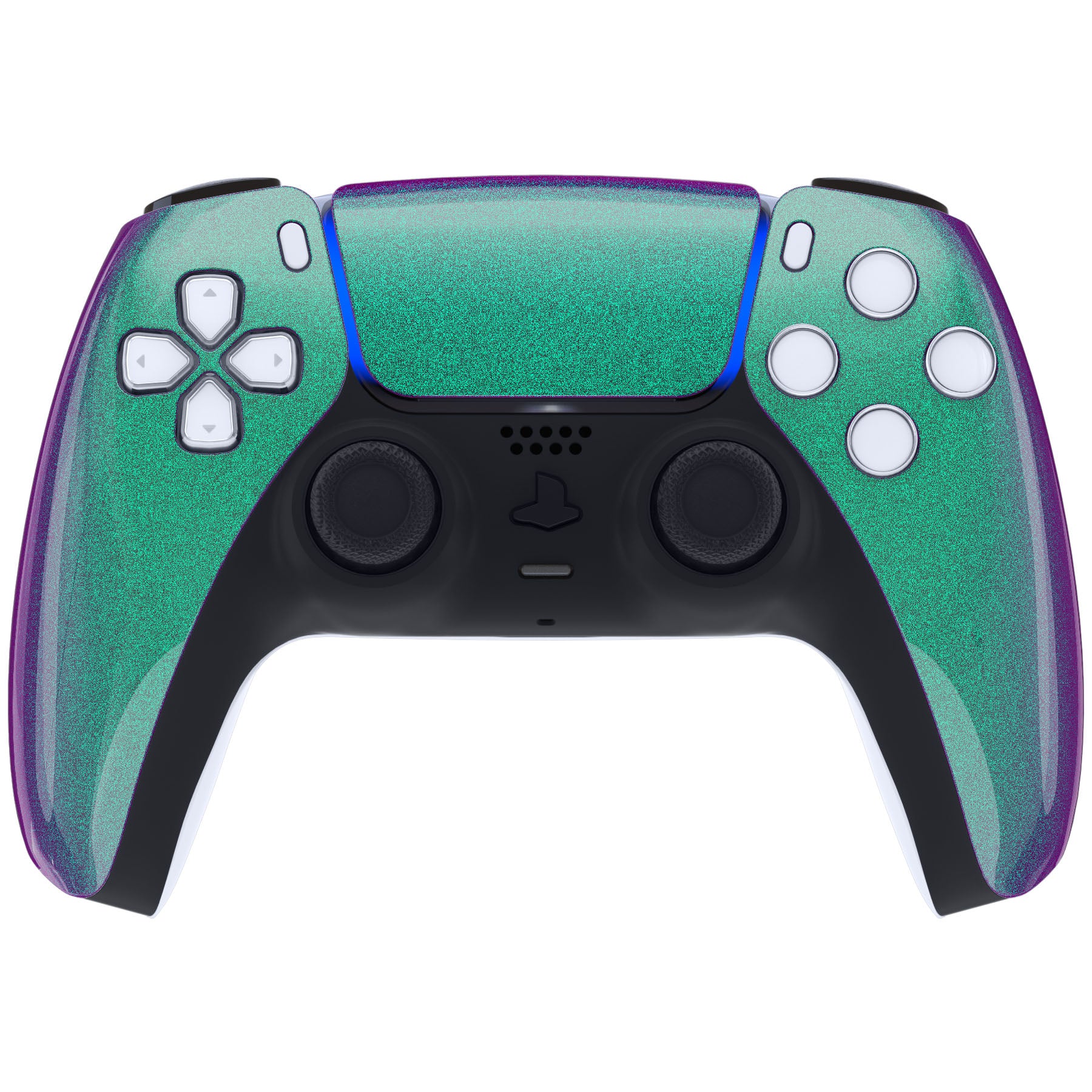 eXtremeRate Replacement Front Housing Shell with Touchpad Compatible with PS5 Controller BDM-010/020/030/040/050 - Chameleon Green Purple - Image 2