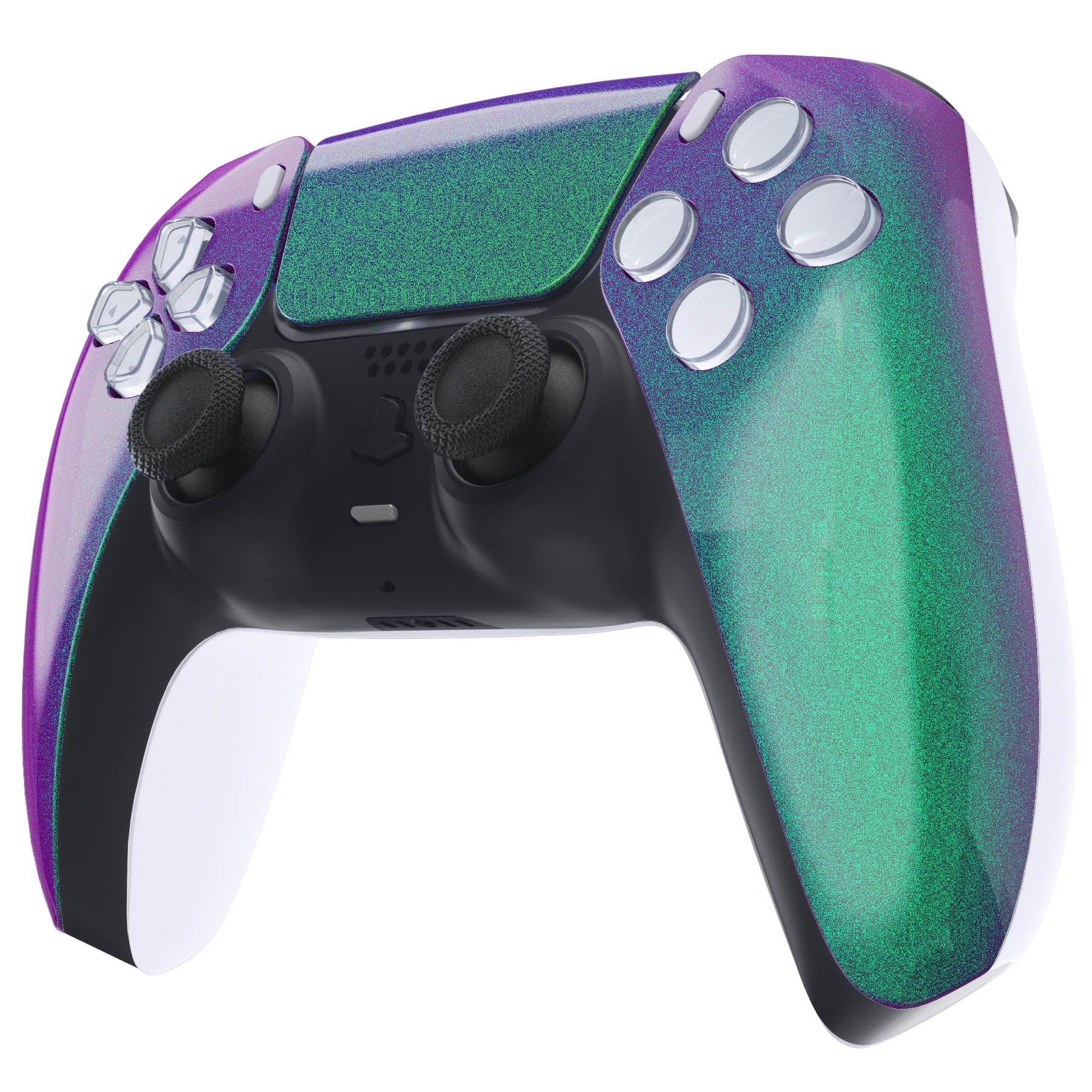 eXtremeRate Replacement Front Housing Shell with Touchpad Compatible with PS5 Controller BDM-010/020/030/040/050 - Chameleon Green Purple - Image 4