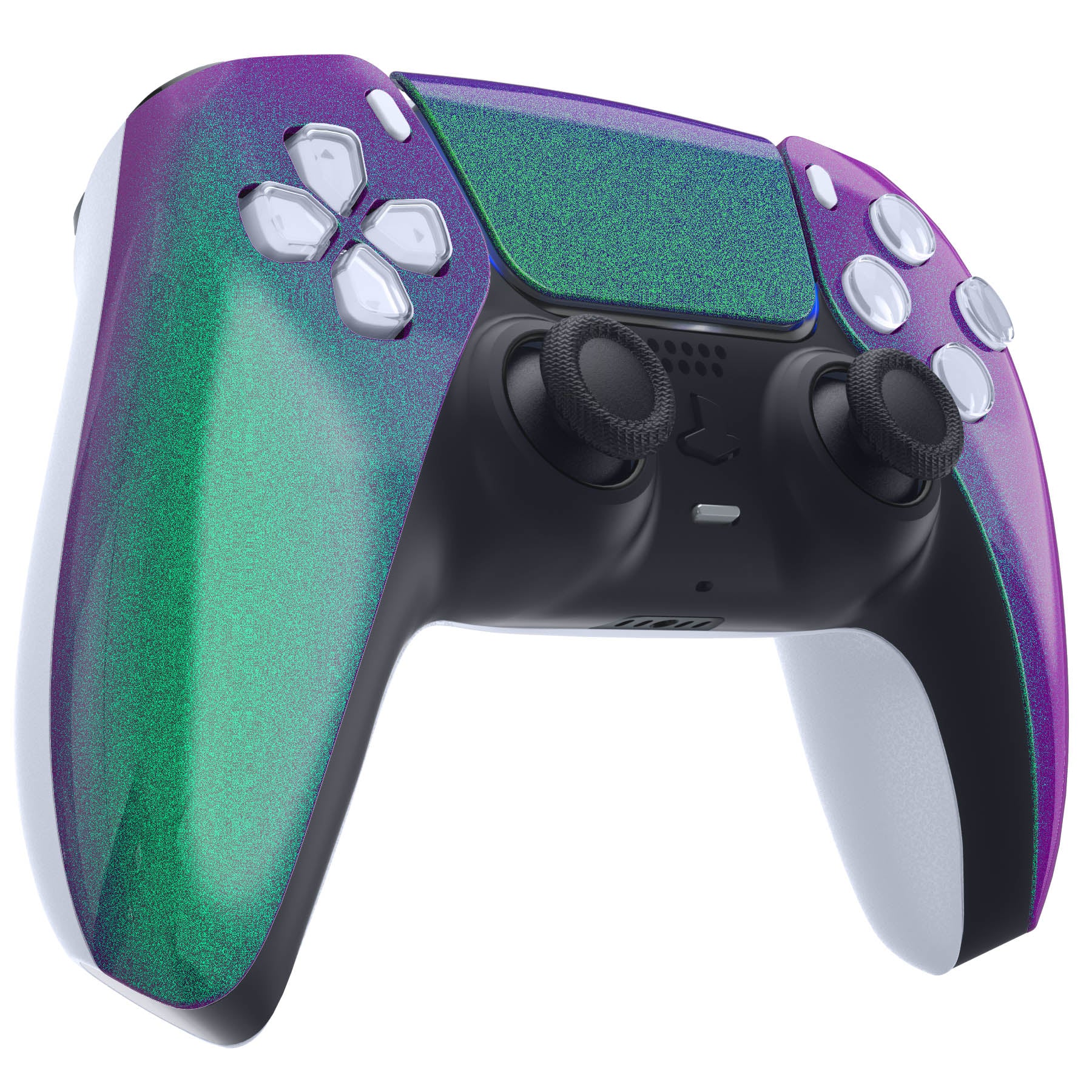 eXtremeRate Replacement Front Housing Shell with Touchpad Compatible with PS5 Controller BDM-010/020/030/040/050 - Chameleon Green Purple - Image 5