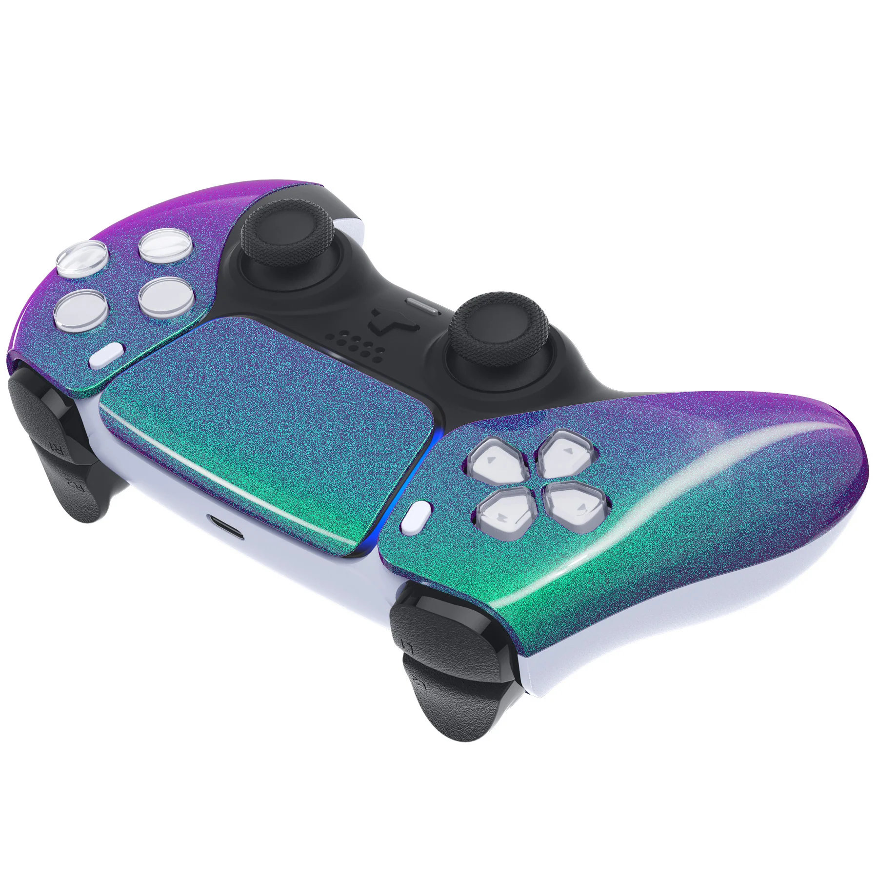 eXtremeRate Replacement Front Housing Shell with Touchpad Compatible with PS5 Controller BDM-010/020/030/040/050 - Chameleon Green Purple - Image 6