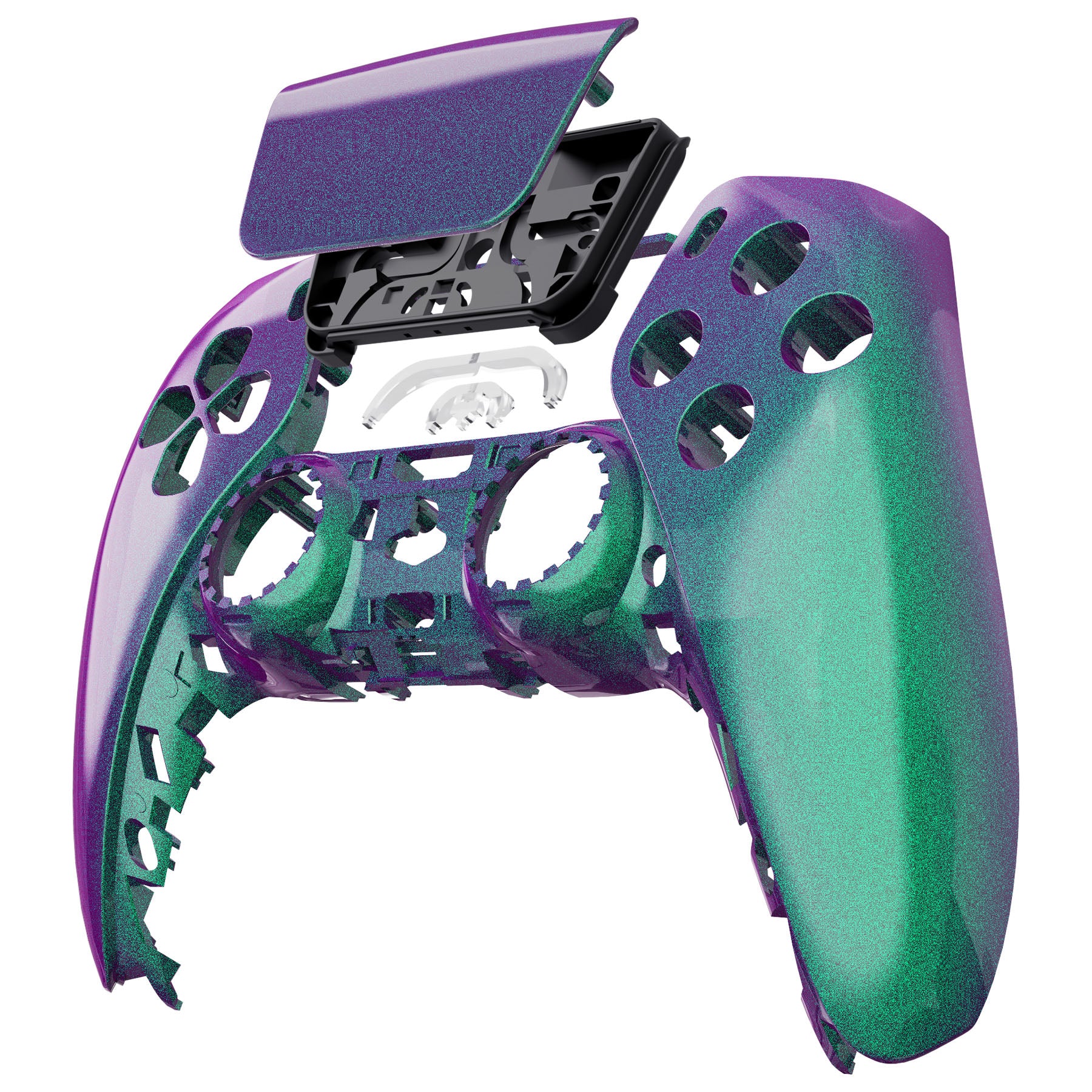 eXtremeRate Replacement Front Housing Shell with Touchpad Compatible with PS5 Controller BDM-010/020/030/040/050 - Chameleon Green Purple - Image 8