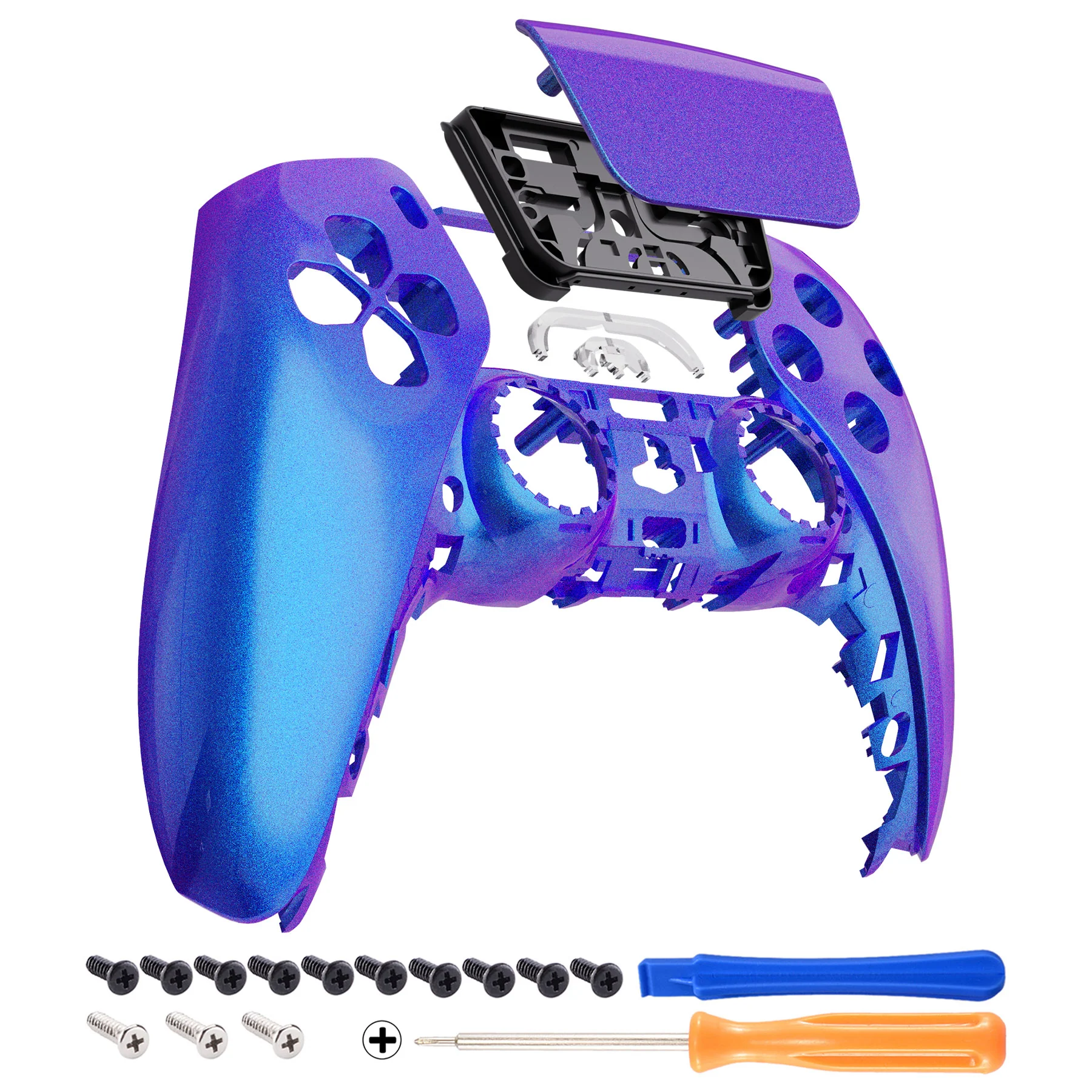 eXtremeRate Replacement Front Housing Shell with Touchpad Compatible with PS5 Controller BDM-010/020/030/040/050 - Chameleon Purple Blue - Image 7
