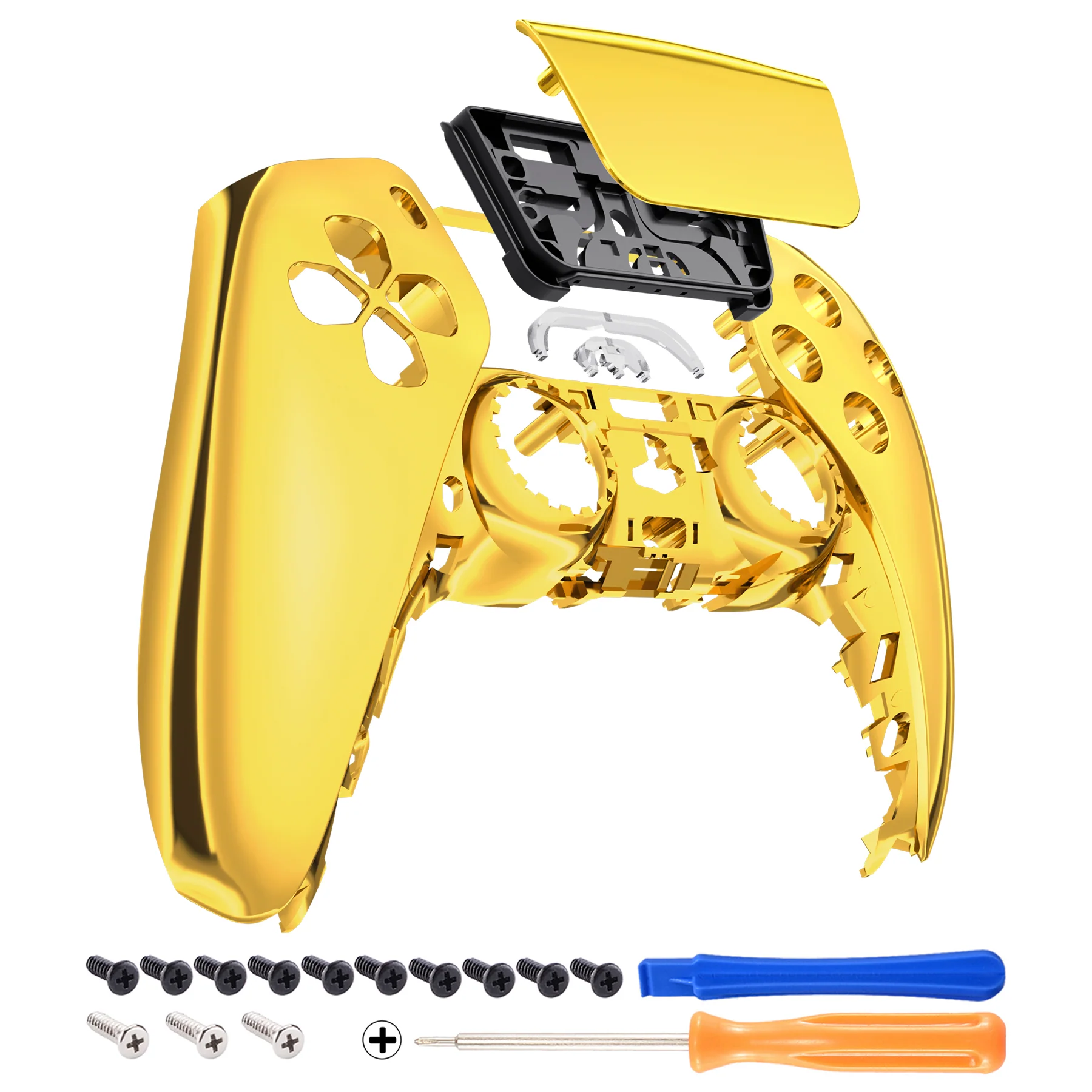 eXtremeRate Replacement Front Housing Shell with Touchpad Compatible with PS5 Controller BDM-010/020/030/040/050/060 - Chrome Gold - Image 7
