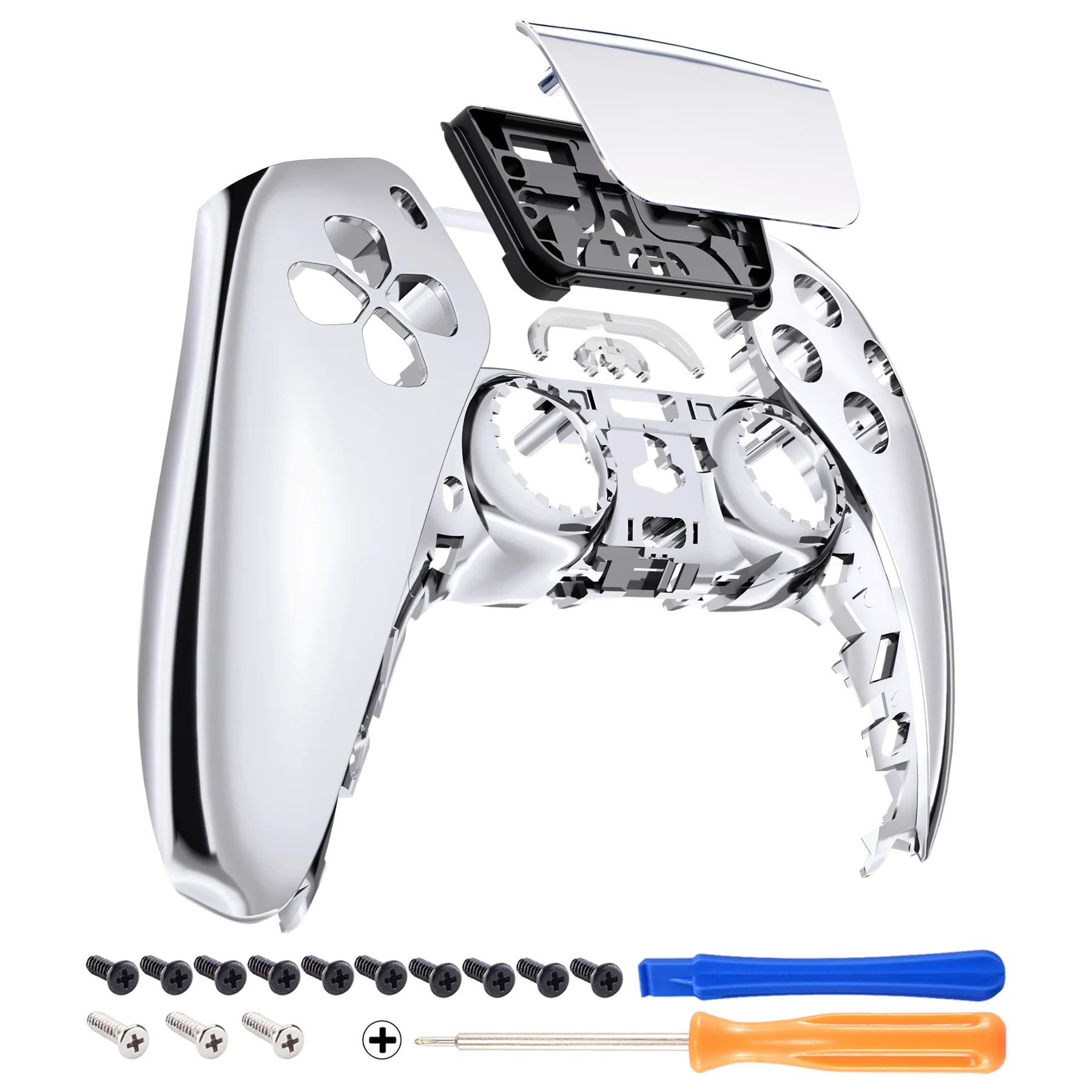eXtremeRate Replacement Front Housing Shell with Touchpad Compatible with PS5 Controller BDM-010/020/030/040/050 - Chrome Silver - Image 7
