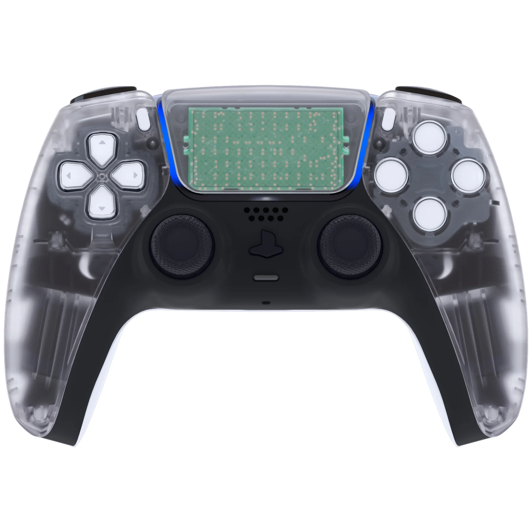 eXtremeRate Replacement Front Housing Shell with Touchpad Compatible with PS5 Controller BDM-010/020/030/040/050 - Clear - Image 2