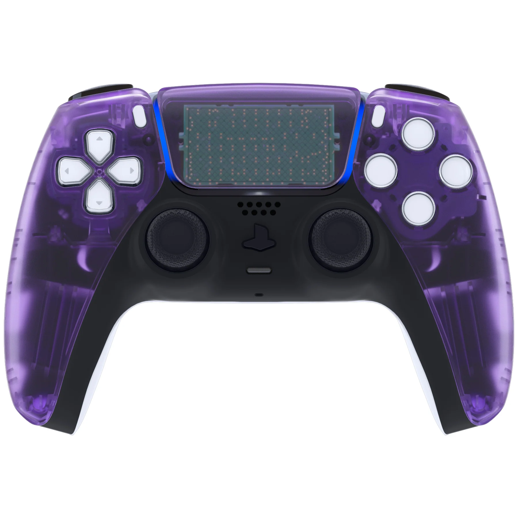 eXtremeRate Replacement Front Housing Shell with Touchpad Compatible with PS5 Controller BDM-010/020/030/040/050 - Clear Atomic Purple - Image 2