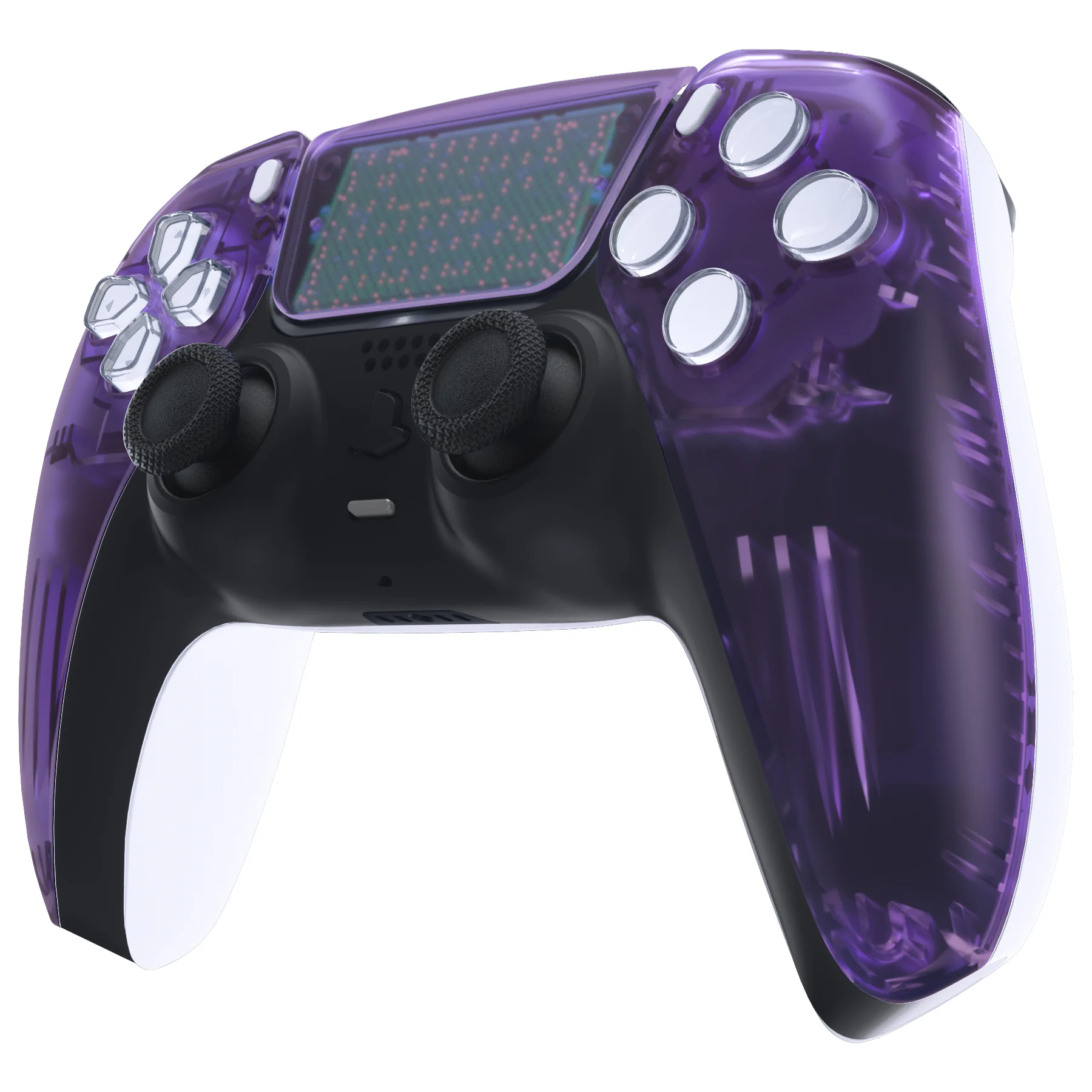 eXtremeRate Replacement Front Housing Shell with Touchpad Compatible with PS5 Controller BDM-010/020/030/040/050 - Clear Atomic Purple - Image 4