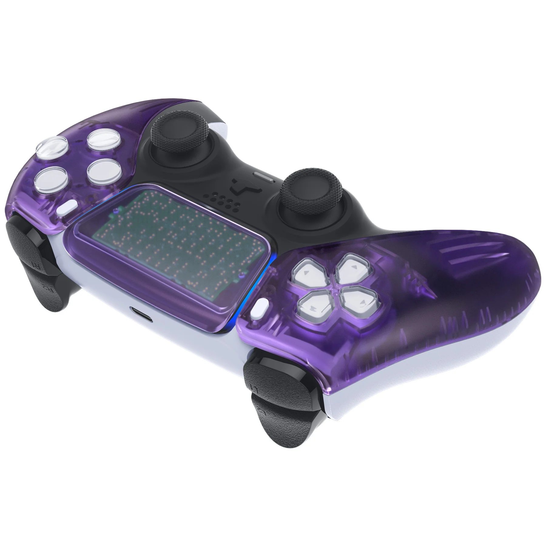 eXtremeRate Replacement Front Housing Shell with Touchpad Compatible with PS5 Controller BDM-010/020/030/040/050 - Clear Atomic Purple - Image 6