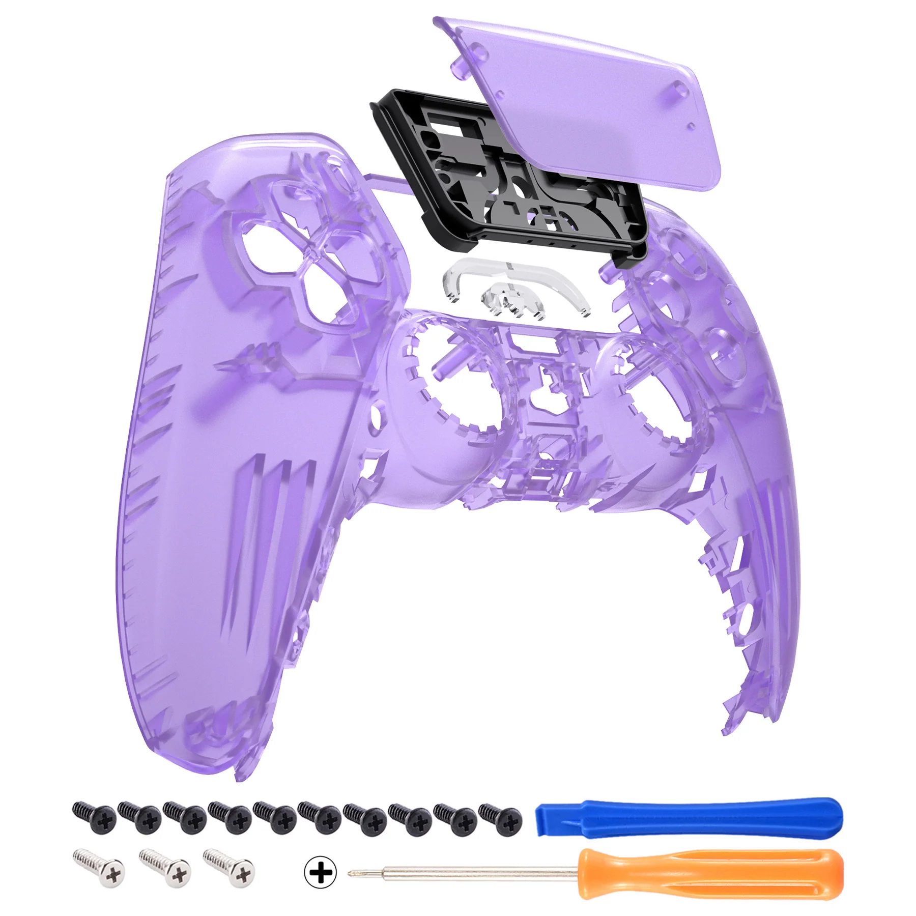 eXtremeRate Replacement Front Housing Shell with Touchpad Compatible with PS5 Controller BDM-010/020/030/040/050 - Clear Atomic Purple - Image 7