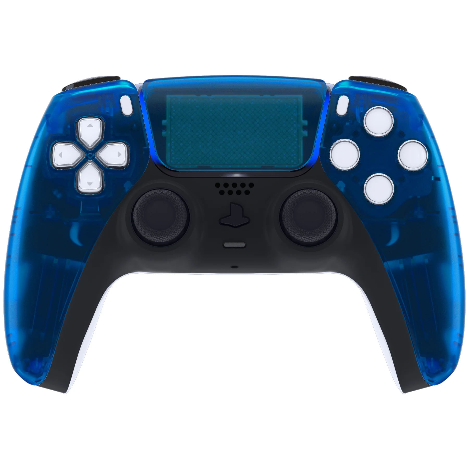 eXtremeRate Replacement Front Housing Shell with Touchpad Compatible with PS5 Controller BDM-010/020/030/040/050 - Clear Blue - Image 2