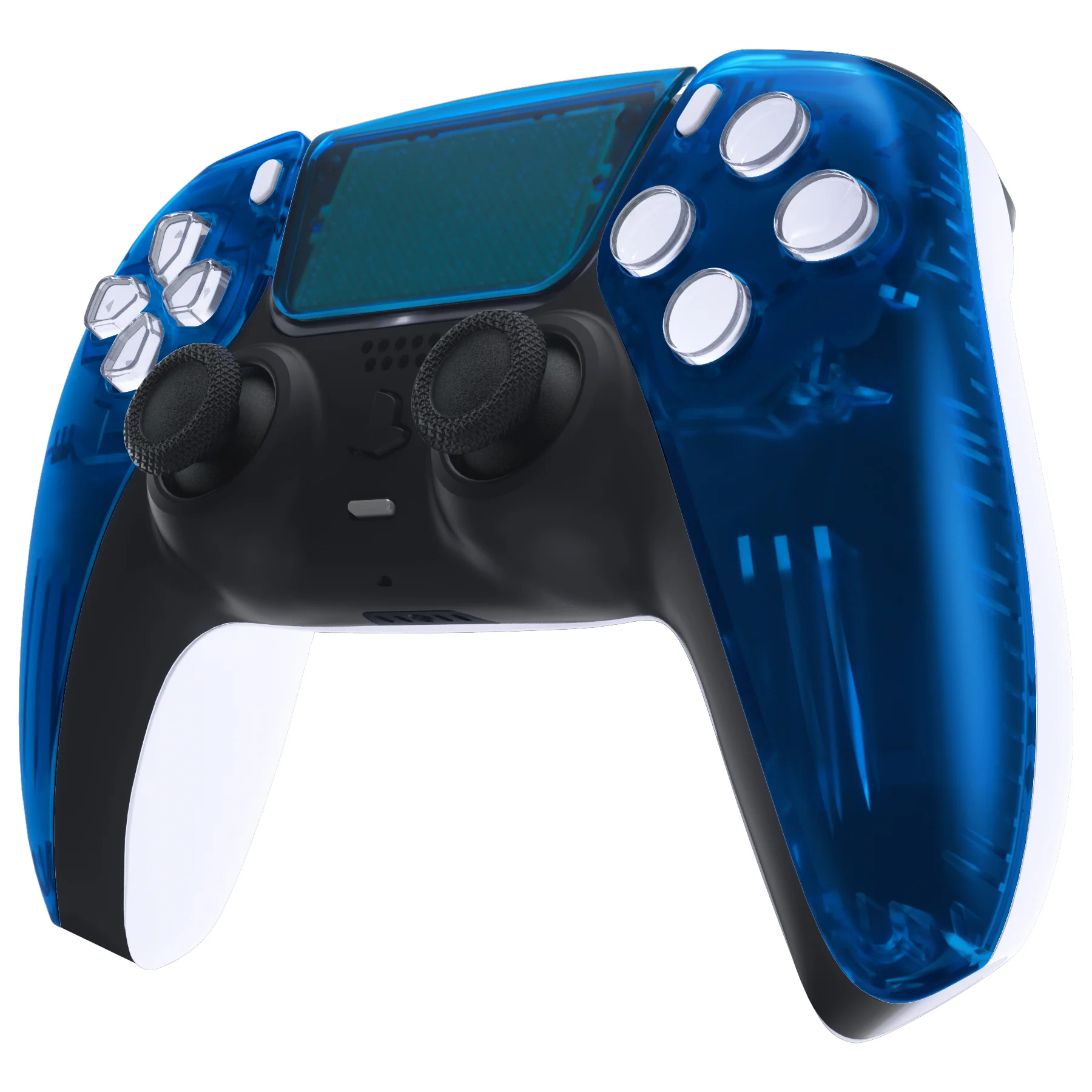 eXtremeRate Replacement Front Housing Shell with Touchpad Compatible with PS5 Controller BDM-010/020/030/040/050 - Clear Blue - Image 4