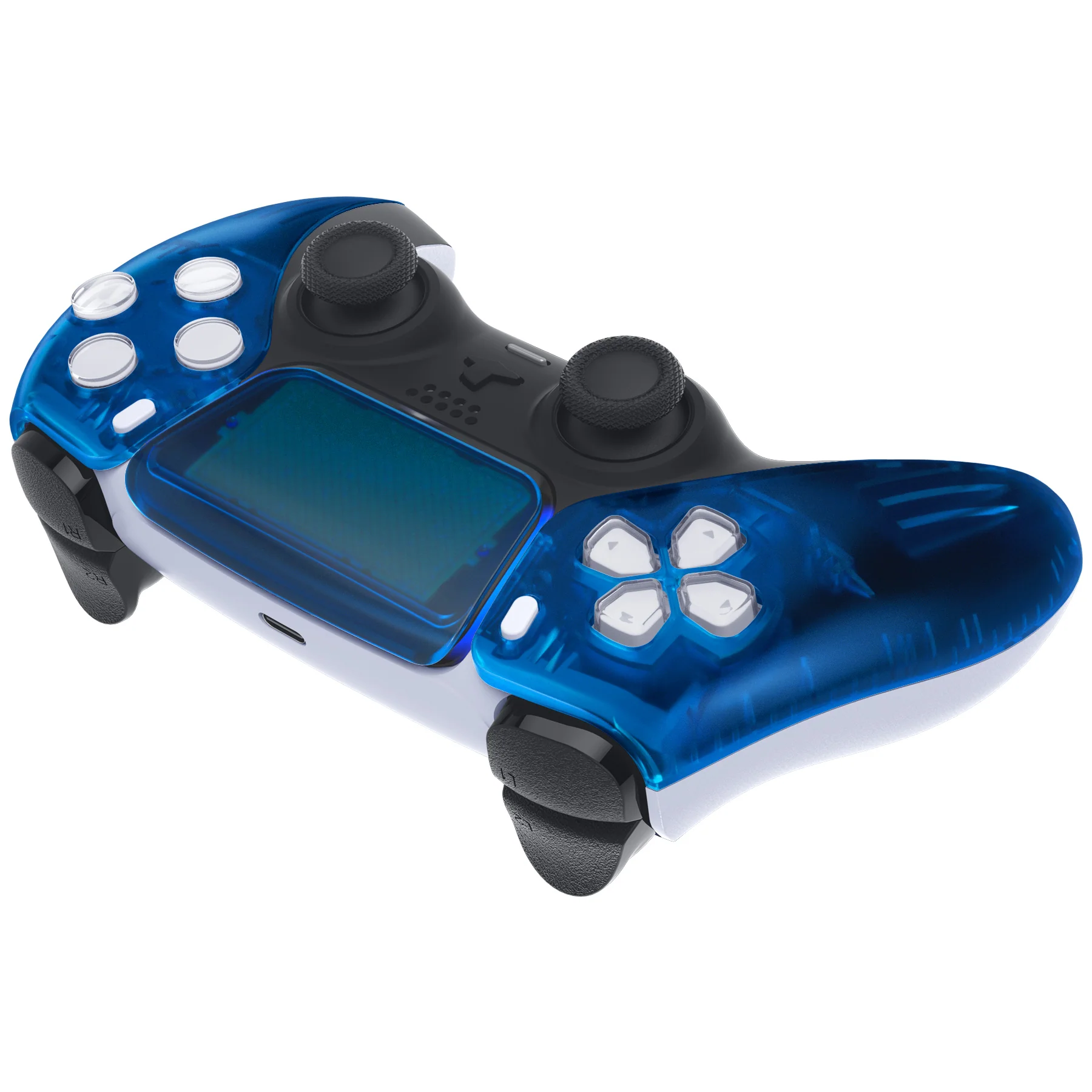 eXtremeRate Replacement Front Housing Shell with Touchpad Compatible with PS5 Controller BDM-010/020/030/040/050 - Clear Blue - Image 6