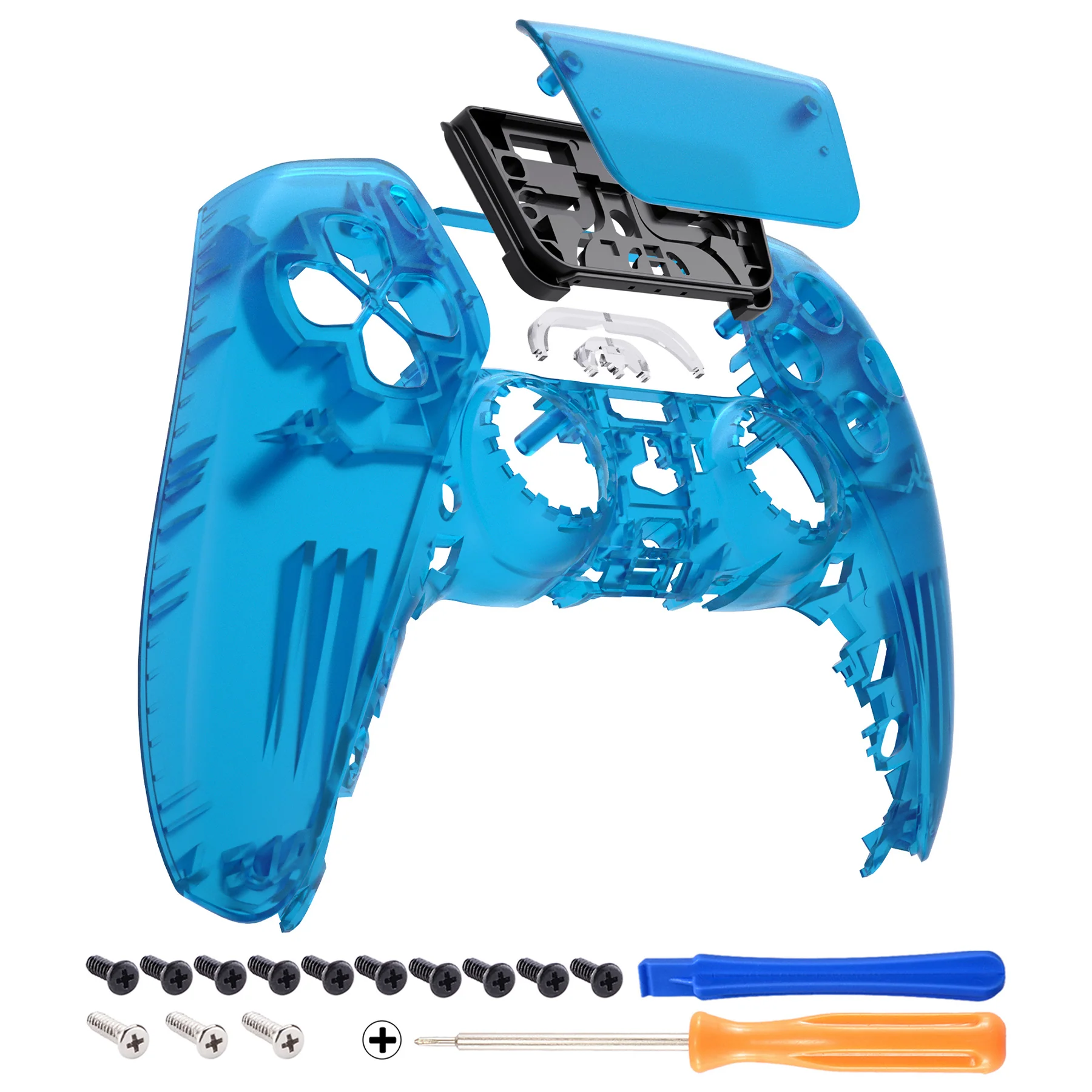 eXtremeRate Replacement Front Housing Shell with Touchpad Compatible with PS5 Controller BDM-010/020/030/040/050 - Clear Blue - Image 7