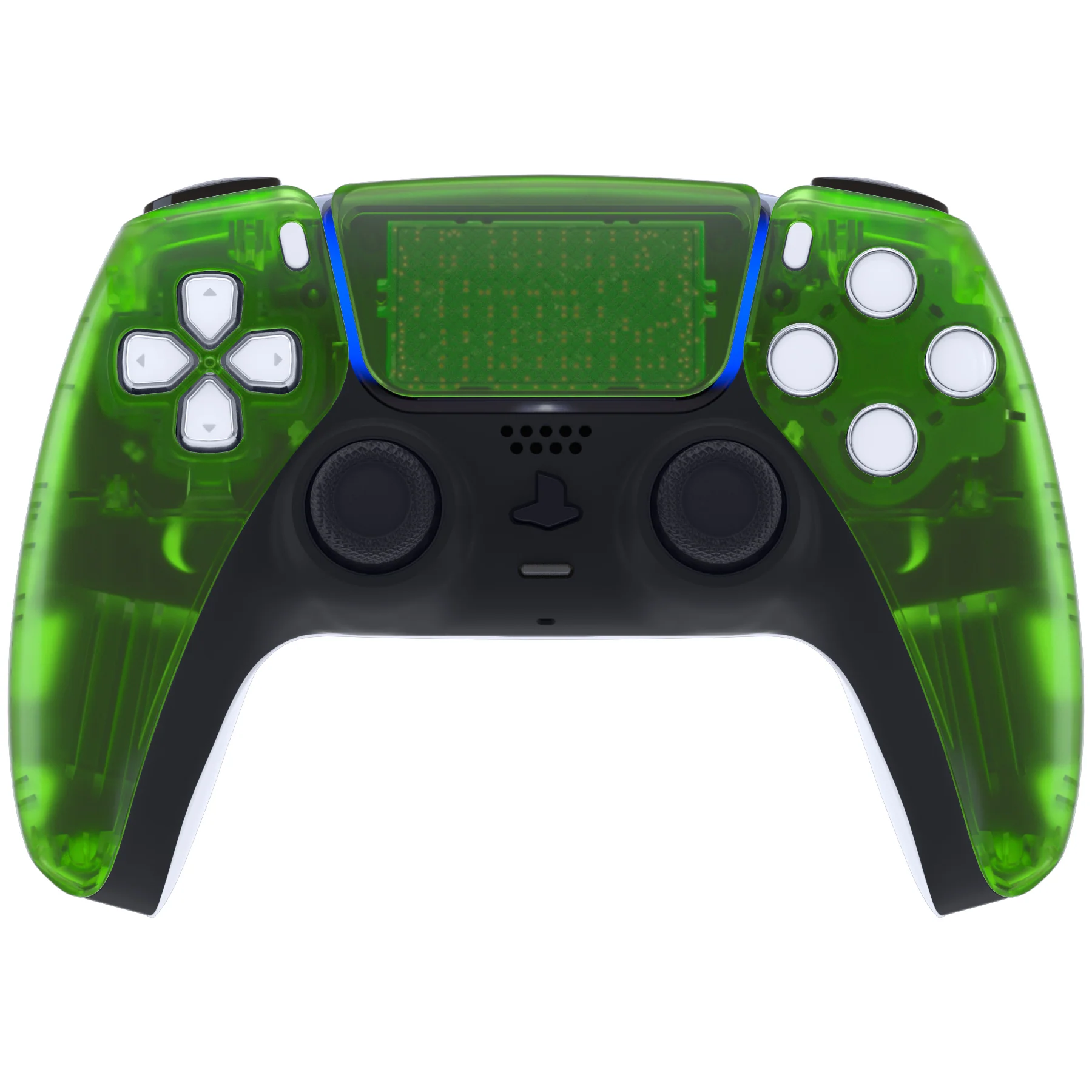 eXtremeRate Replacement Front Housing Shell with Touchpad Compatible with PS5 Controller BDM-010/020/030/040/050 - Clear Green - Image 2