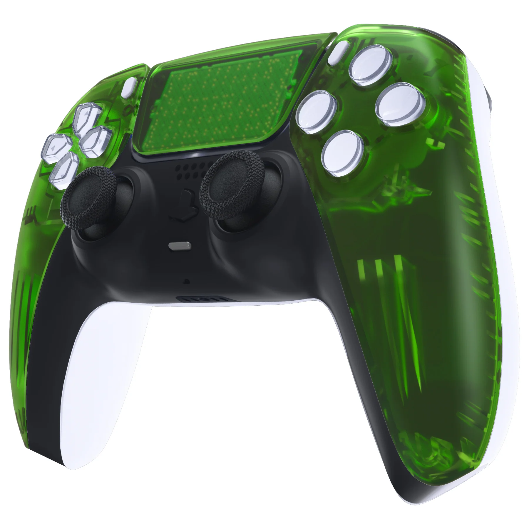 eXtremeRate Replacement Front Housing Shell with Touchpad Compatible with PS5 Controller BDM-010/020/030/040/050 - Clear Green - Image 4