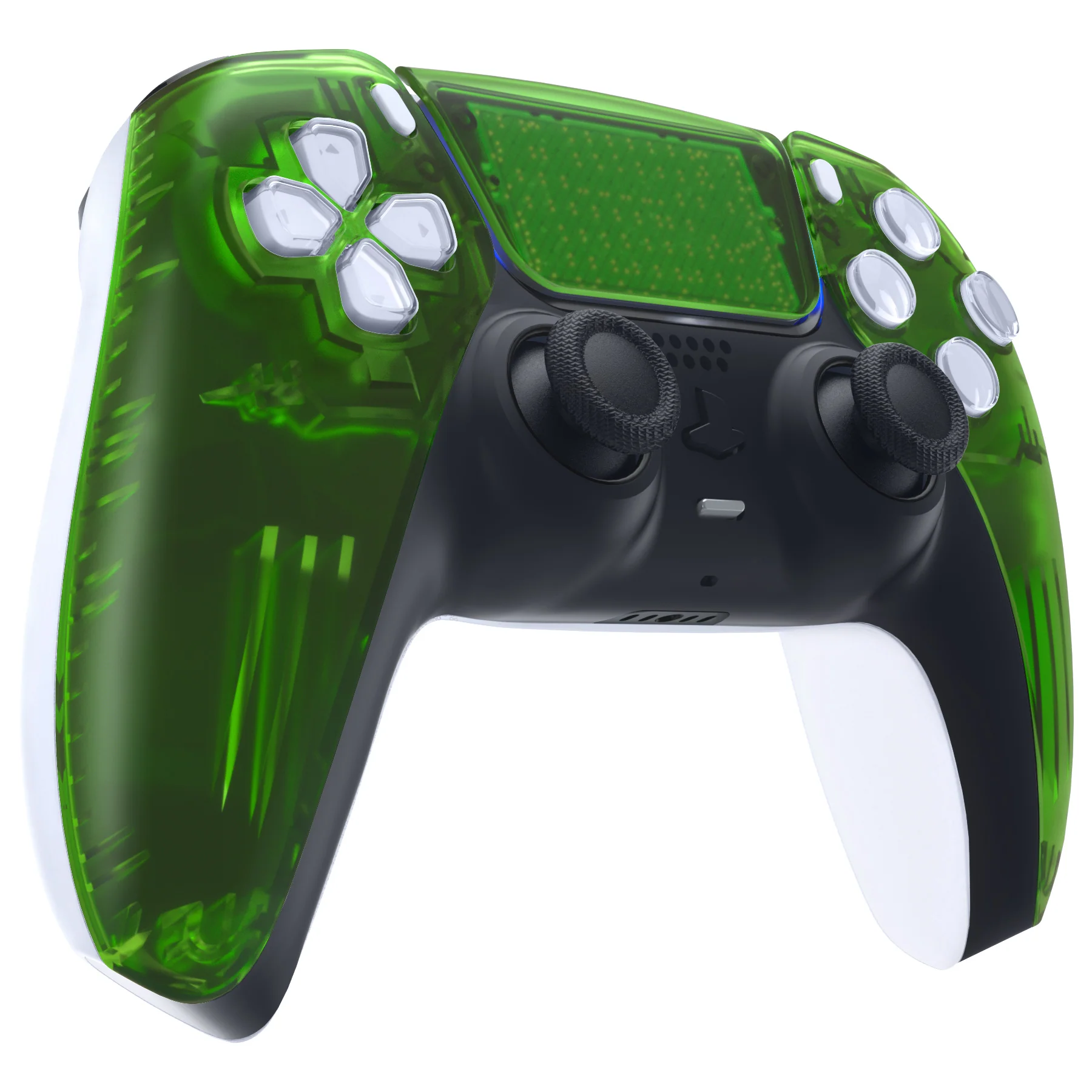 eXtremeRate Replacement Front Housing Shell with Touchpad Compatible with PS5 Controller BDM-010/020/030/040/050 - Clear Green - Image 5