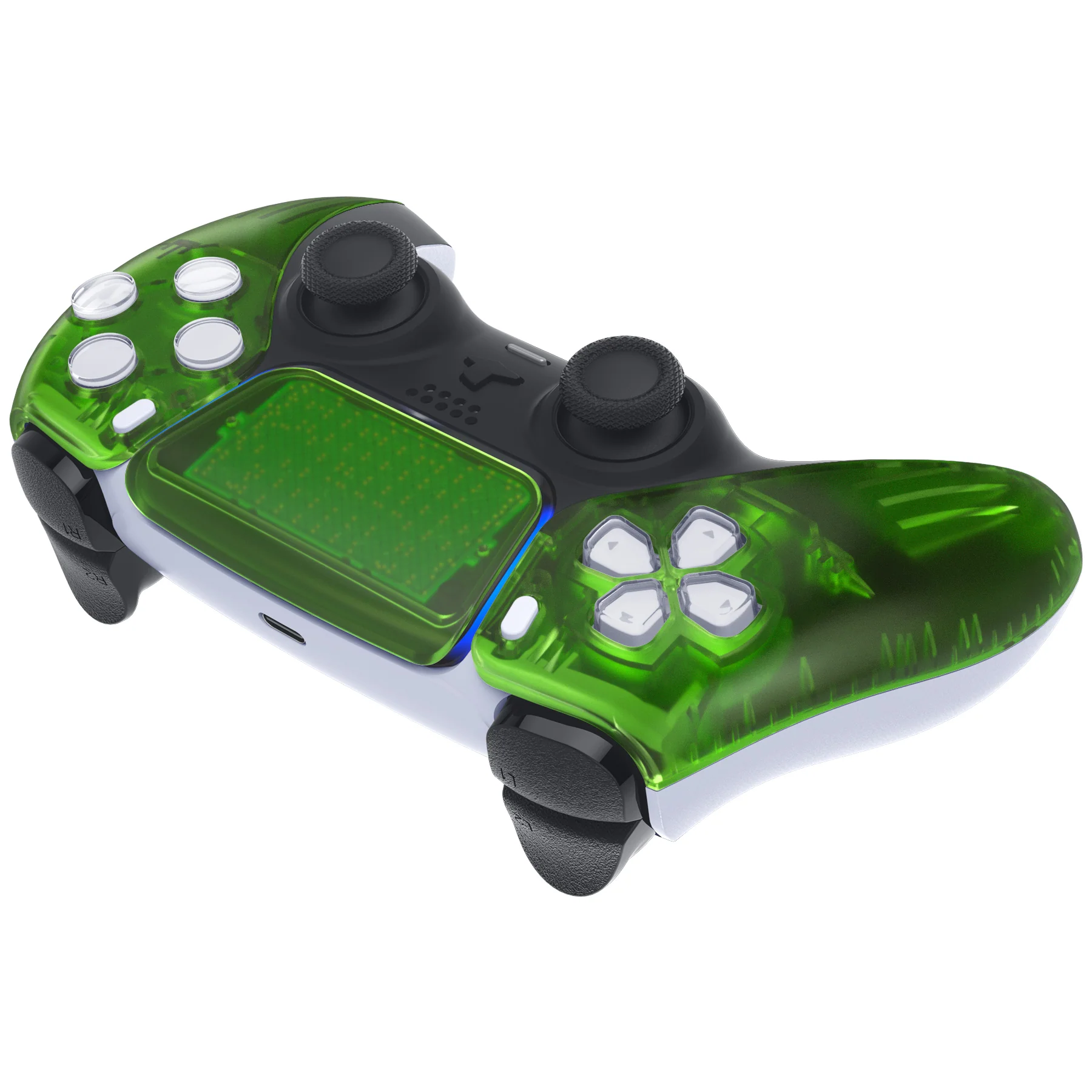 eXtremeRate Replacement Front Housing Shell with Touchpad Compatible with PS5 Controller BDM-010/020/030/040/050 - Clear Green - Image 6