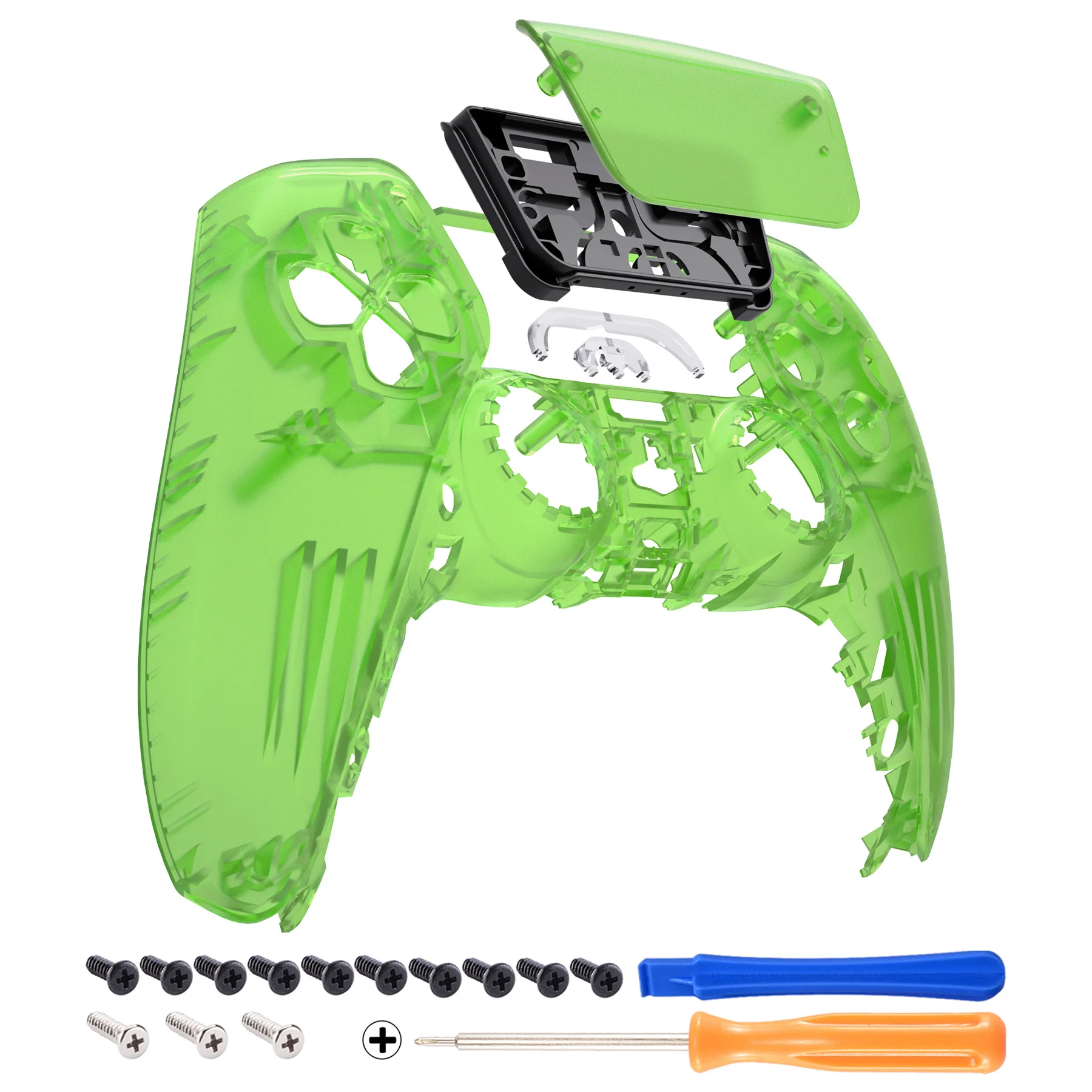 eXtremeRate Replacement Front Housing Shell with Touchpad Compatible with PS5 Controller BDM-010/020/030/040/050 - Clear Green - Image 7