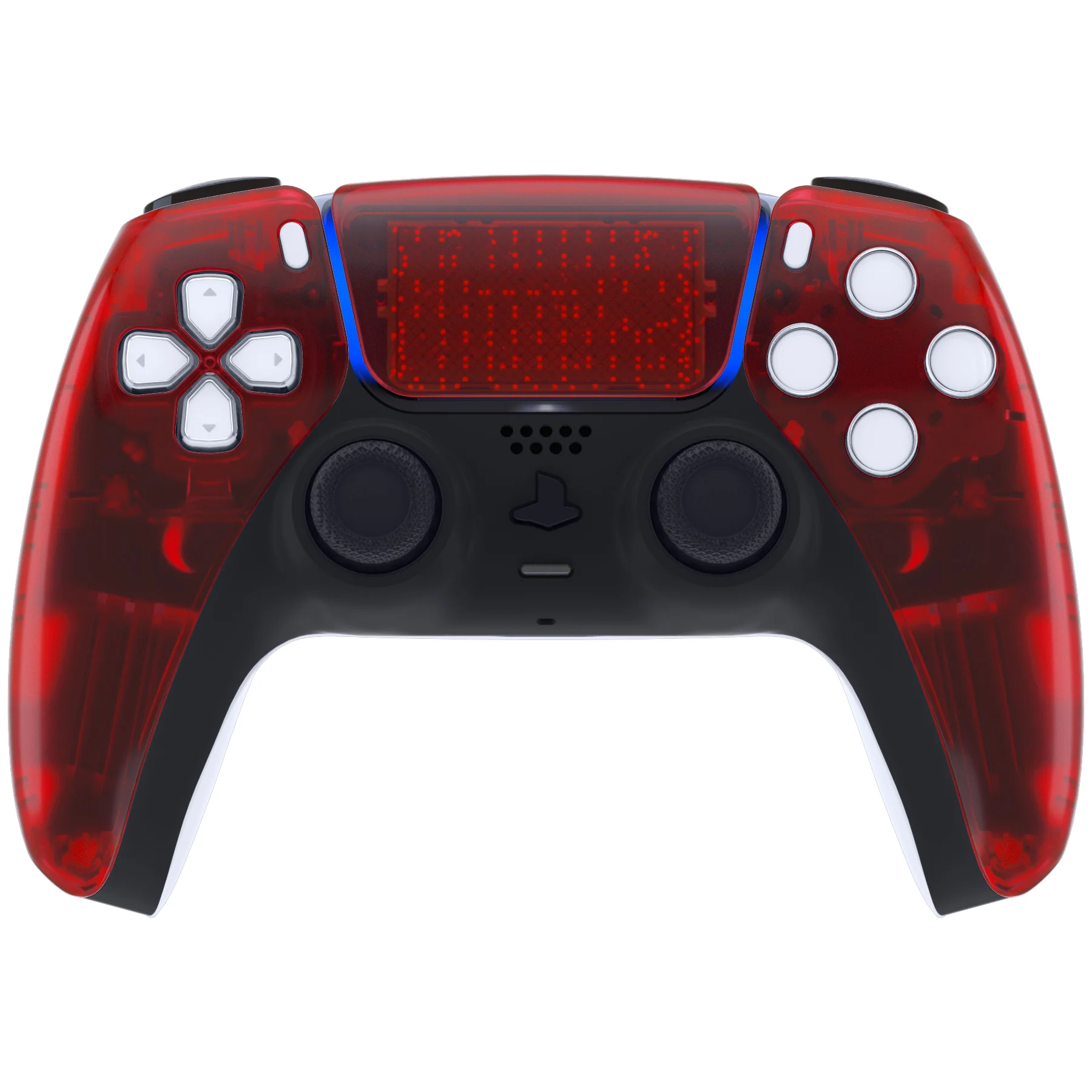 eXtremeRate Replacement Front Housing Shell with Touchpad Compatible with PS5 Controller BDM-010/020/030/040/050 - Clear Red - Image 2