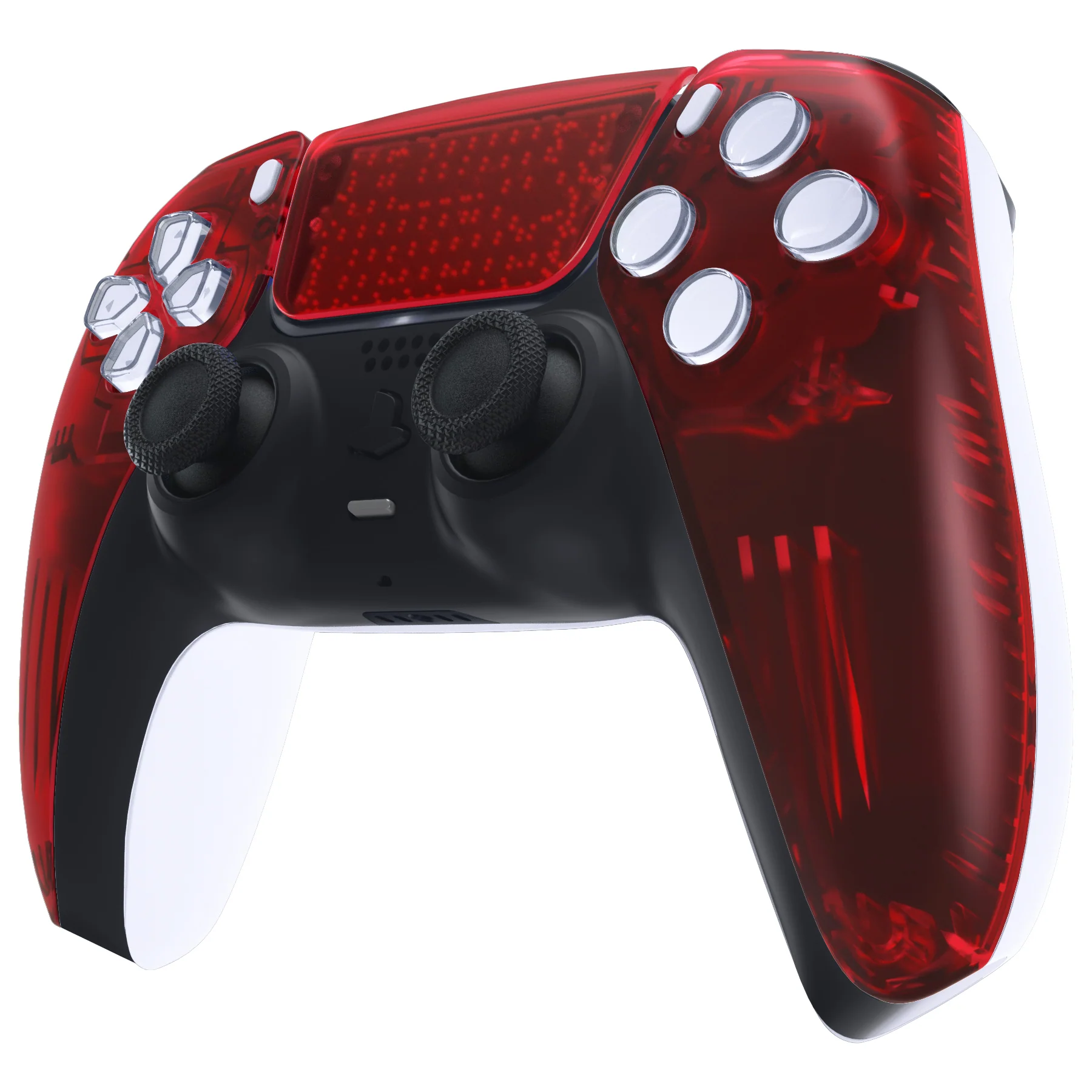 eXtremeRate Replacement Front Housing Shell with Touchpad Compatible with PS5 Controller BDM-010/020/030/040/050 - Clear Red - Image 4