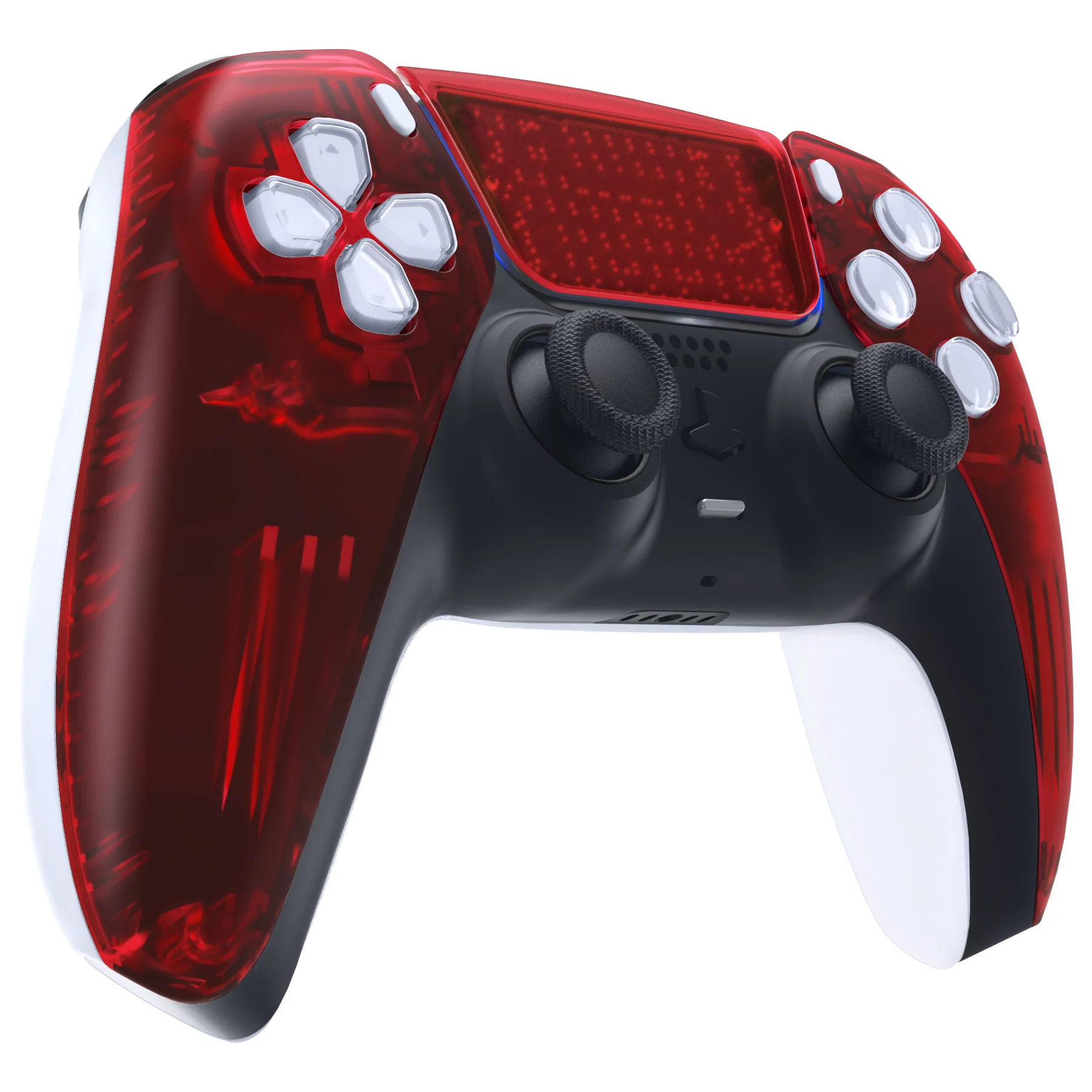 eXtremeRate Replacement Front Housing Shell with Touchpad Compatible with PS5 Controller BDM-010/020/030/040/050 - Clear Red - Image 5
