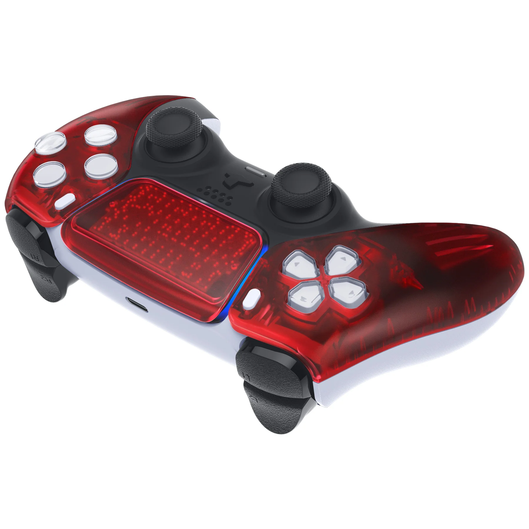 eXtremeRate Replacement Front Housing Shell with Touchpad Compatible with PS5 Controller BDM-010/020/030/040/050 - Clear Red - Image 6