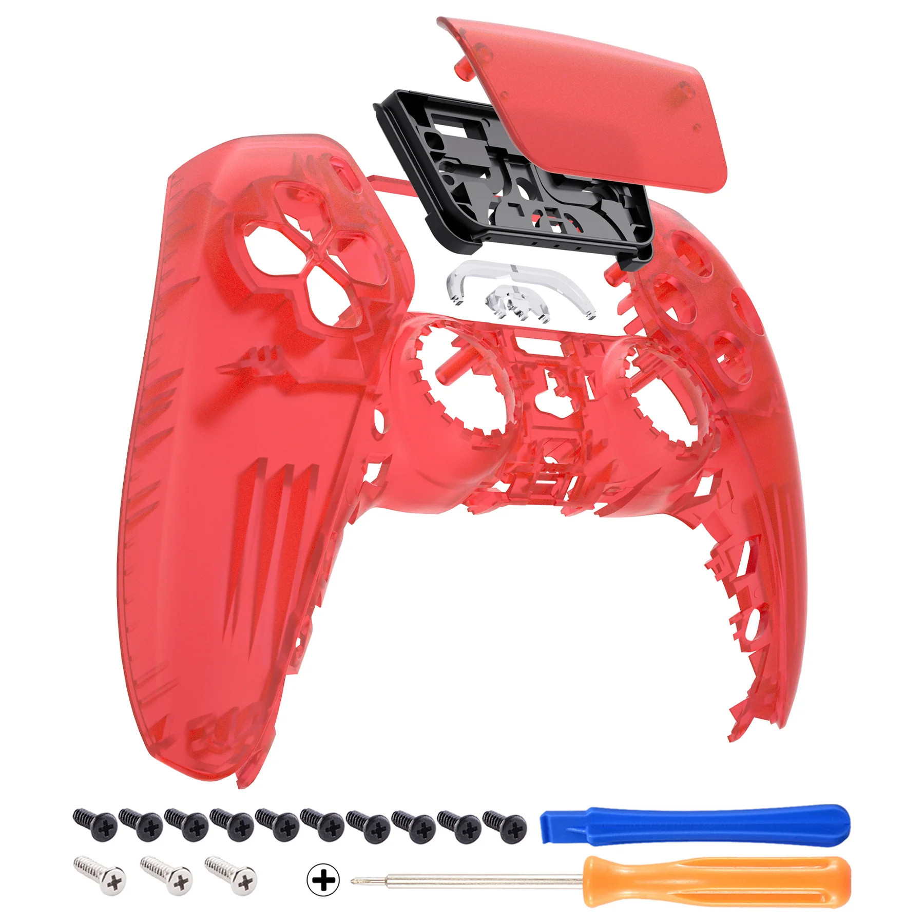 eXtremeRate Replacement Front Housing Shell with Touchpad Compatible with PS5 Controller BDM-010/020/030/040/050 - Clear Red - Image 7