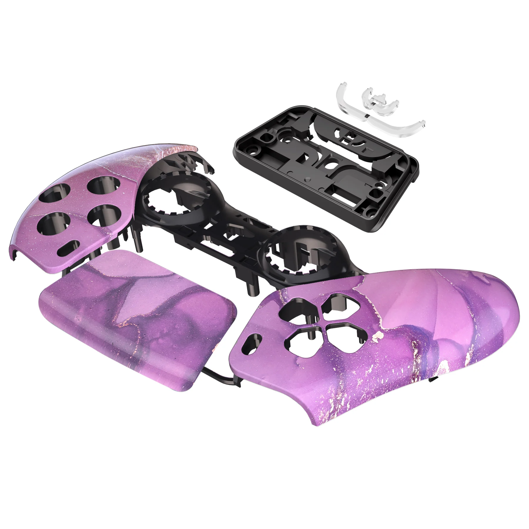 eXtremeRate Replacement Front Housing Shell with Touchpad Compatible with PS5 Controller BDM-010/020/030/040/050 - Cosmic Purple Gold Marble - Image 10