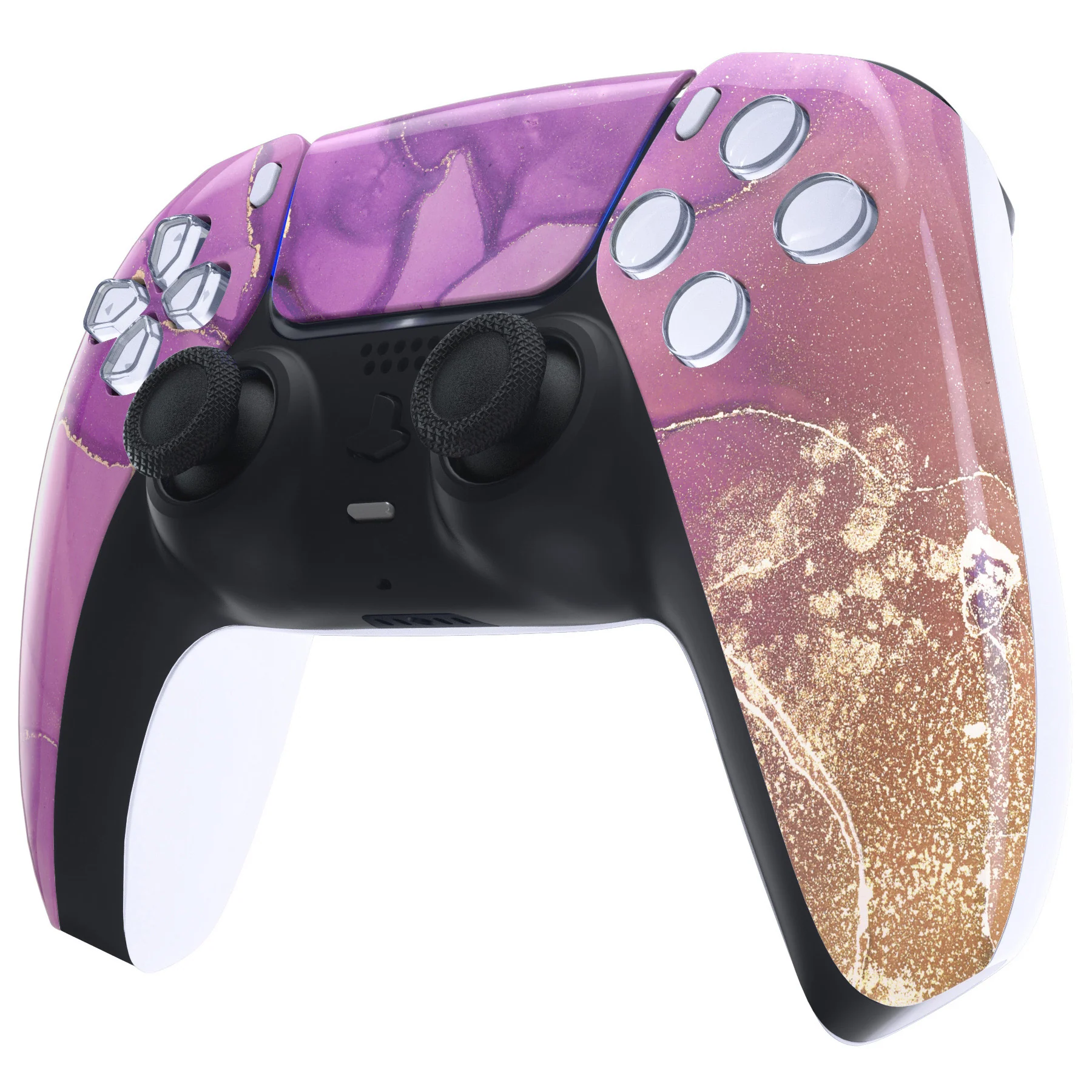 eXtremeRate Replacement Front Housing Shell with Touchpad Compatible with PS5 Controller BDM-010/020/030/040/050 - Cosmic Purple Gold Marble - Image 4