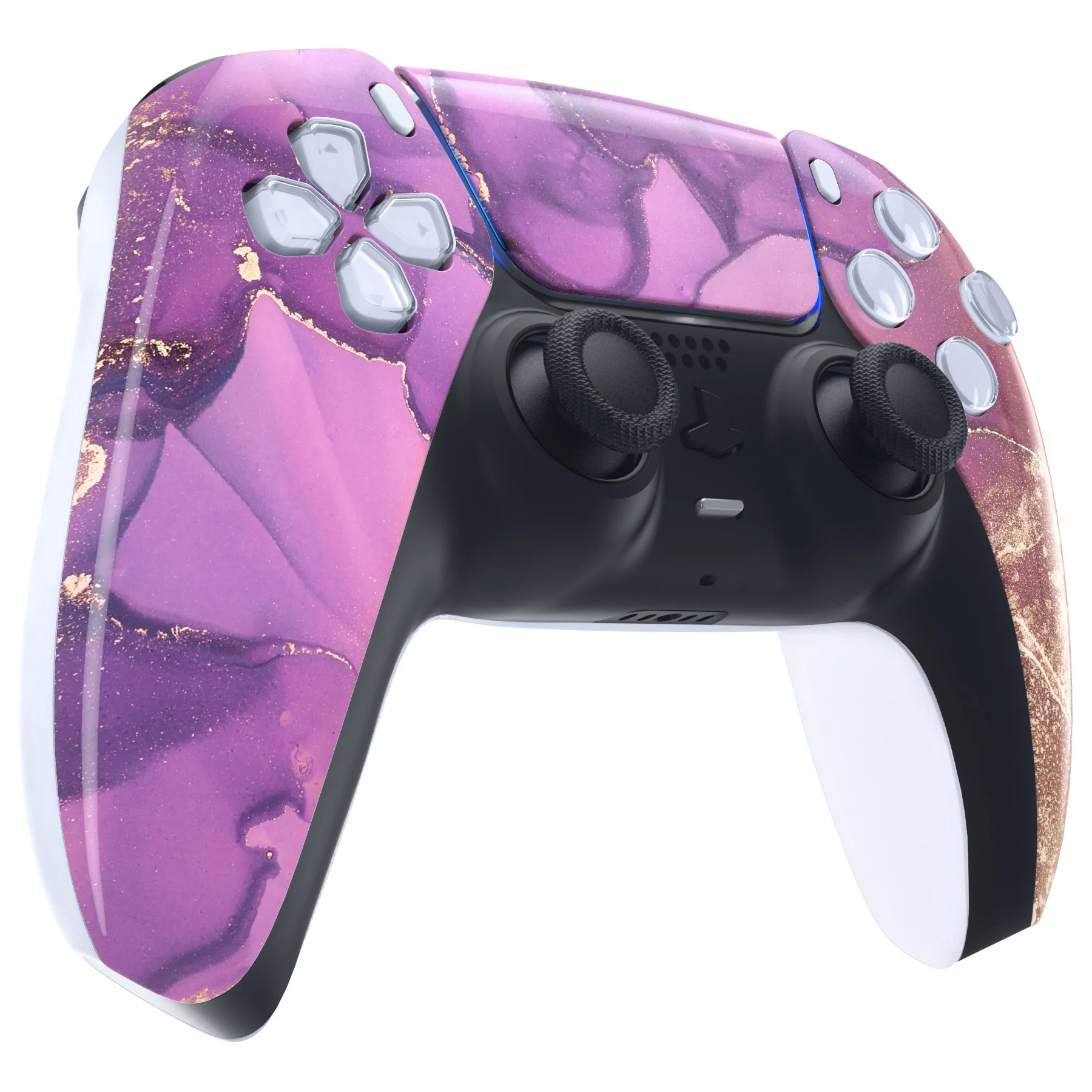 eXtremeRate Replacement Front Housing Shell with Touchpad Compatible with PS5 Controller BDM-010/020/030/040/050 - Cosmic Purple Gold Marble - Image 5