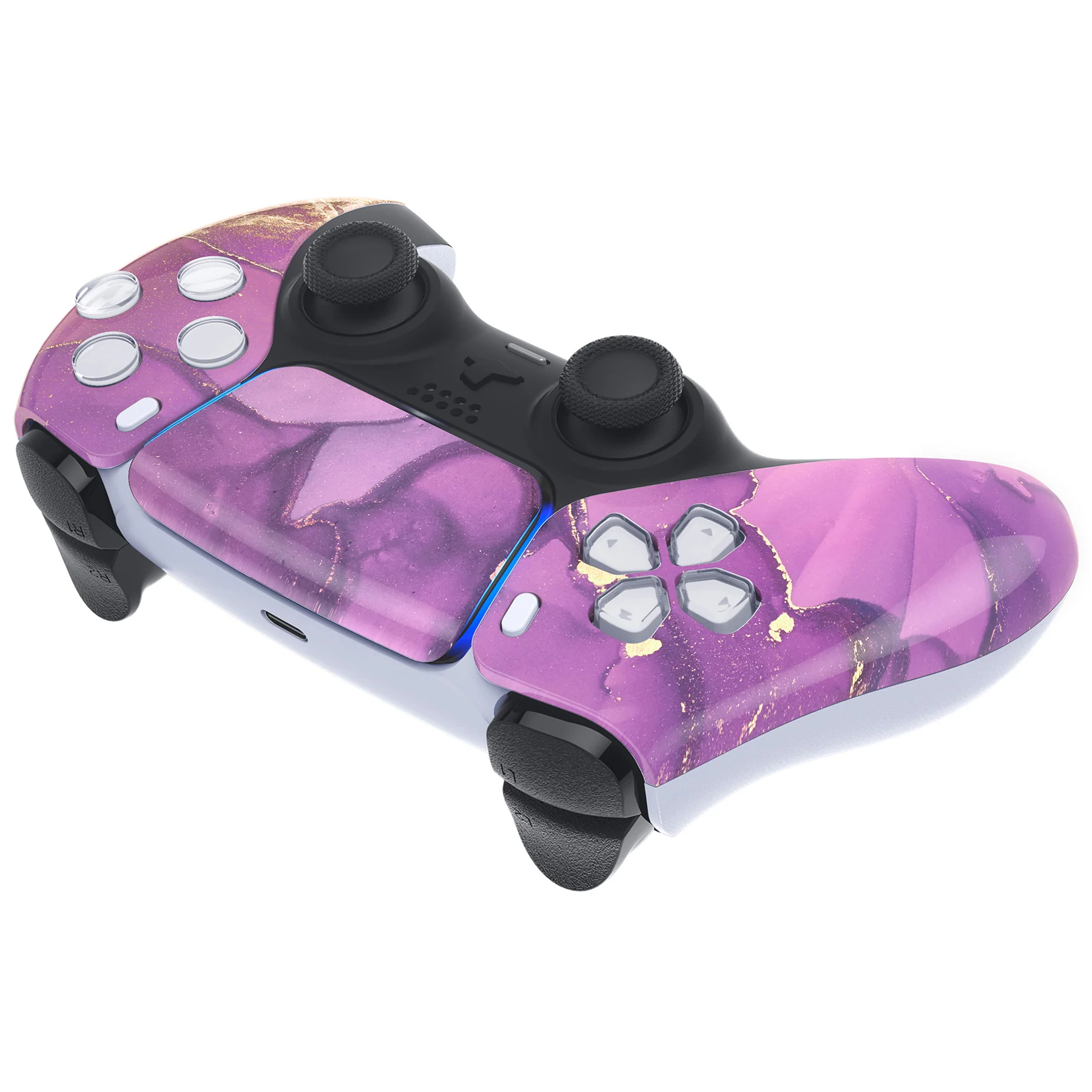eXtremeRate Replacement Front Housing Shell with Touchpad Compatible with PS5 Controller BDM-010/020/030/040/050 - Cosmic Purple Gold Marble - Image 6
