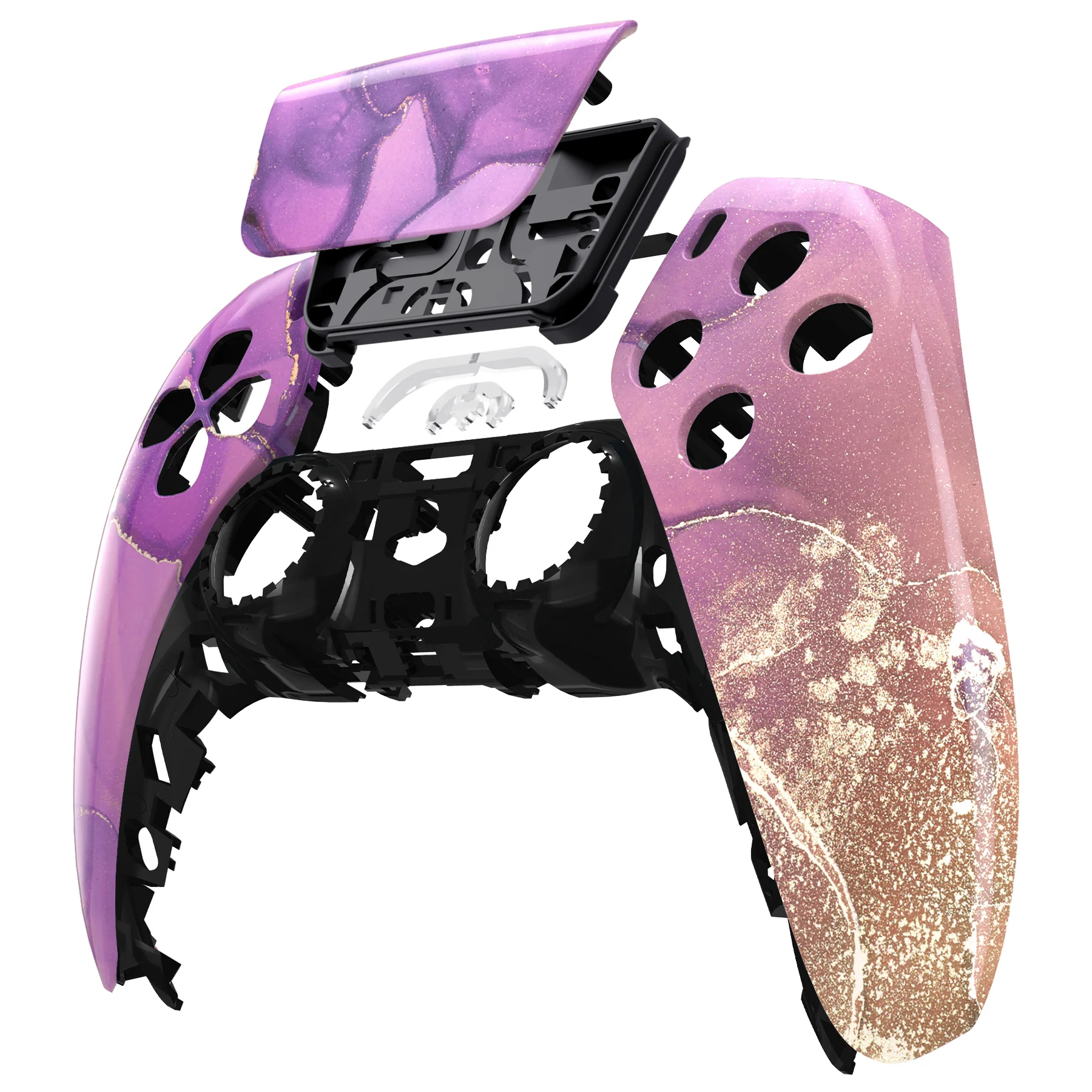 eXtremeRate Replacement Front Housing Shell with Touchpad Compatible with PS5 Controller BDM-010/020/030/040/050 - Cosmic Purple Gold Marble - Image 8