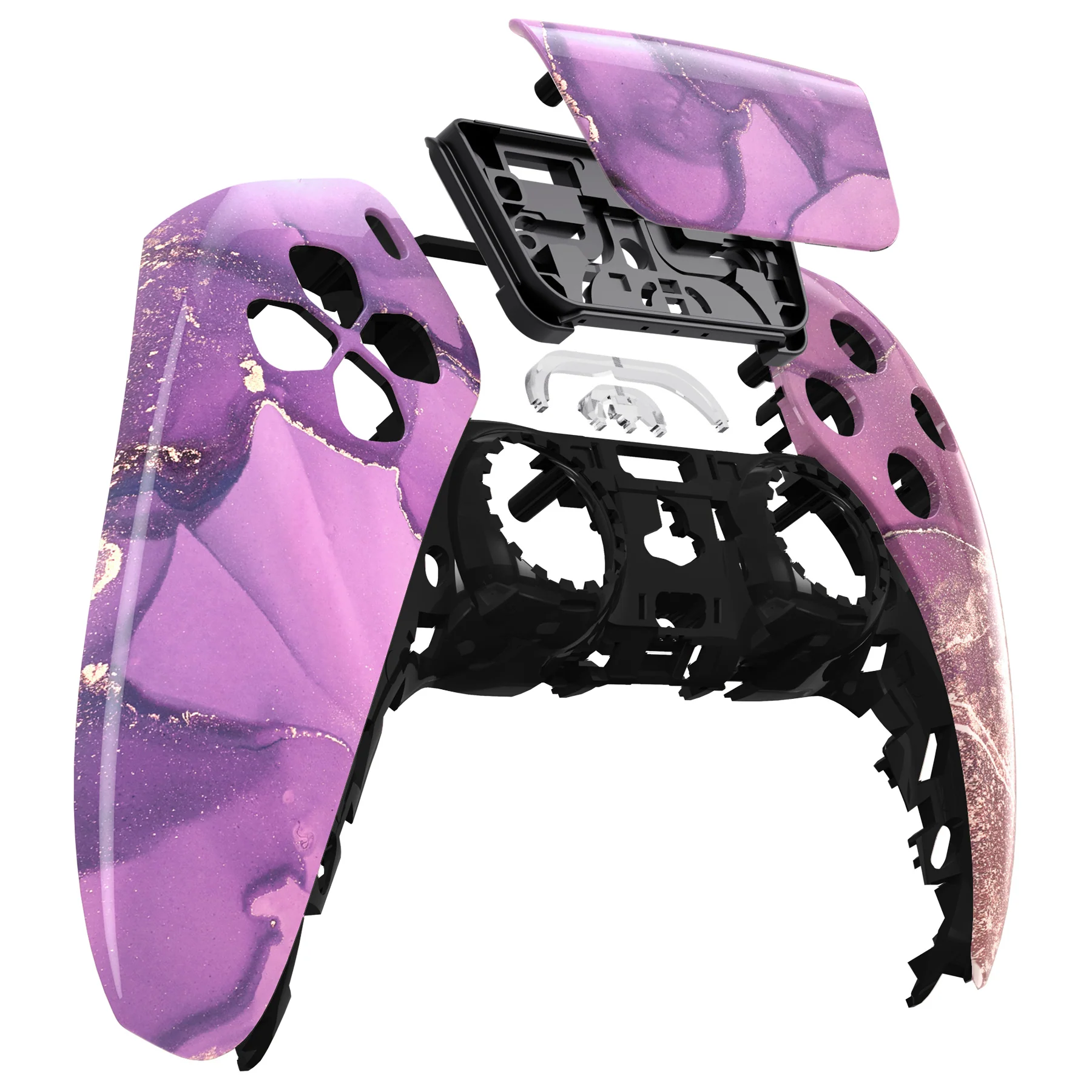 eXtremeRate Replacement Front Housing Shell with Touchpad Compatible with PS5 Controller BDM-010/020/030/040/050 - Cosmic Purple Gold Marble - Image 9