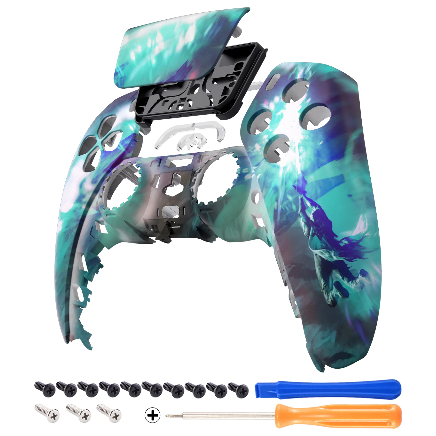 eXtremeRate Replacement Front Housing Shell with Touchpad Compatible with PS5 Controller BDM-010/020/030/040/050 - Crystal Fantasy - Image 7
