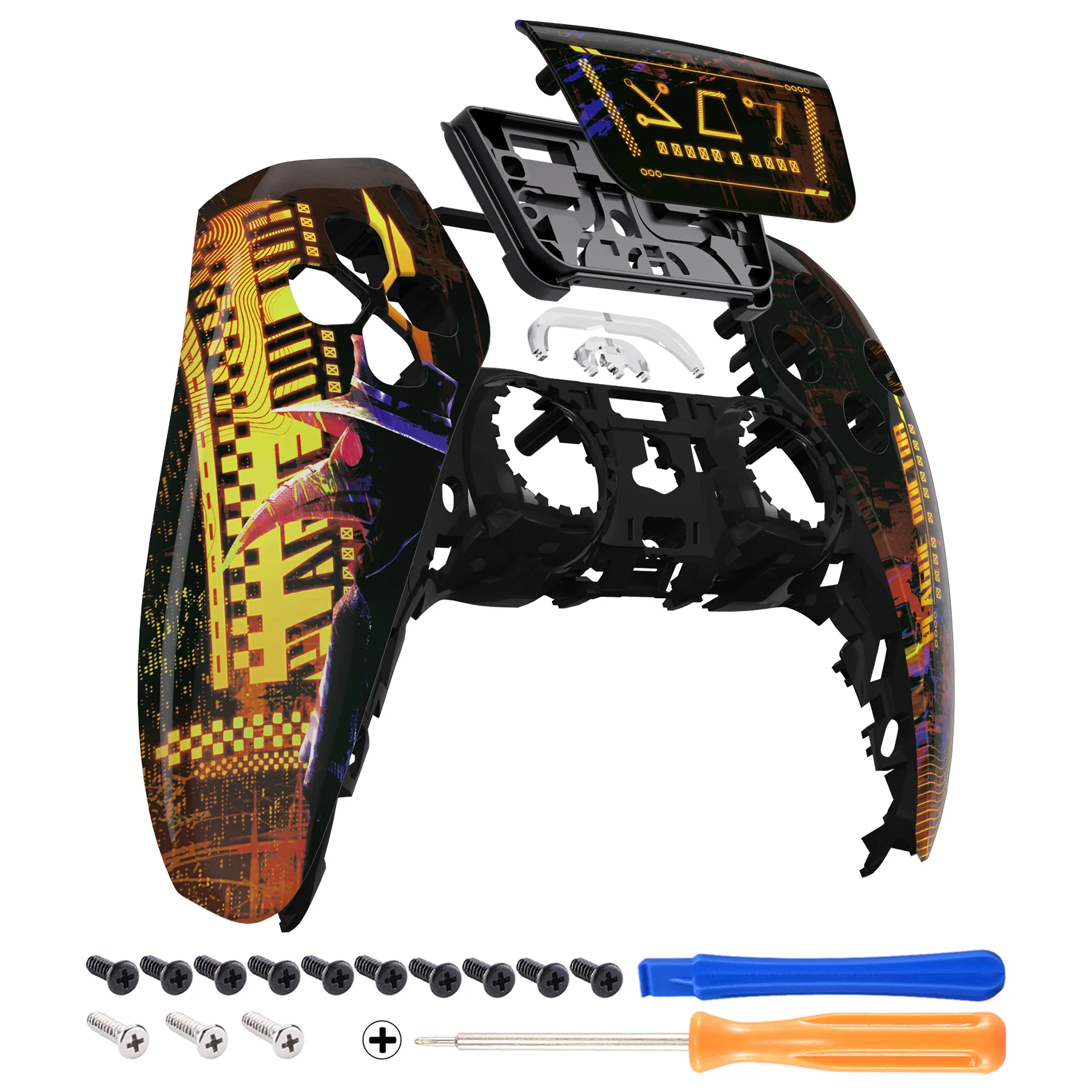 eXtremeRate Replacement Front Housing Shell with Touchpad Compatible with PS5 Controller BDM-010/020/030/040/050 - Cyber Plague - Image 7