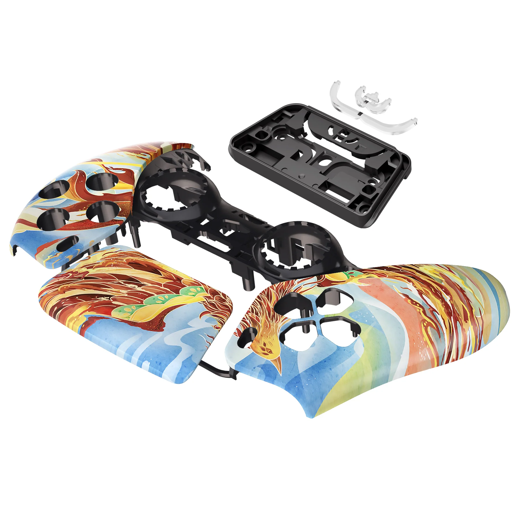 eXtremeRate Replacement Front Housing Shell with Touchpad Compatible with PS5 Controller BDM-010/020/030/040/050 - Fire Phoenix - Image 10