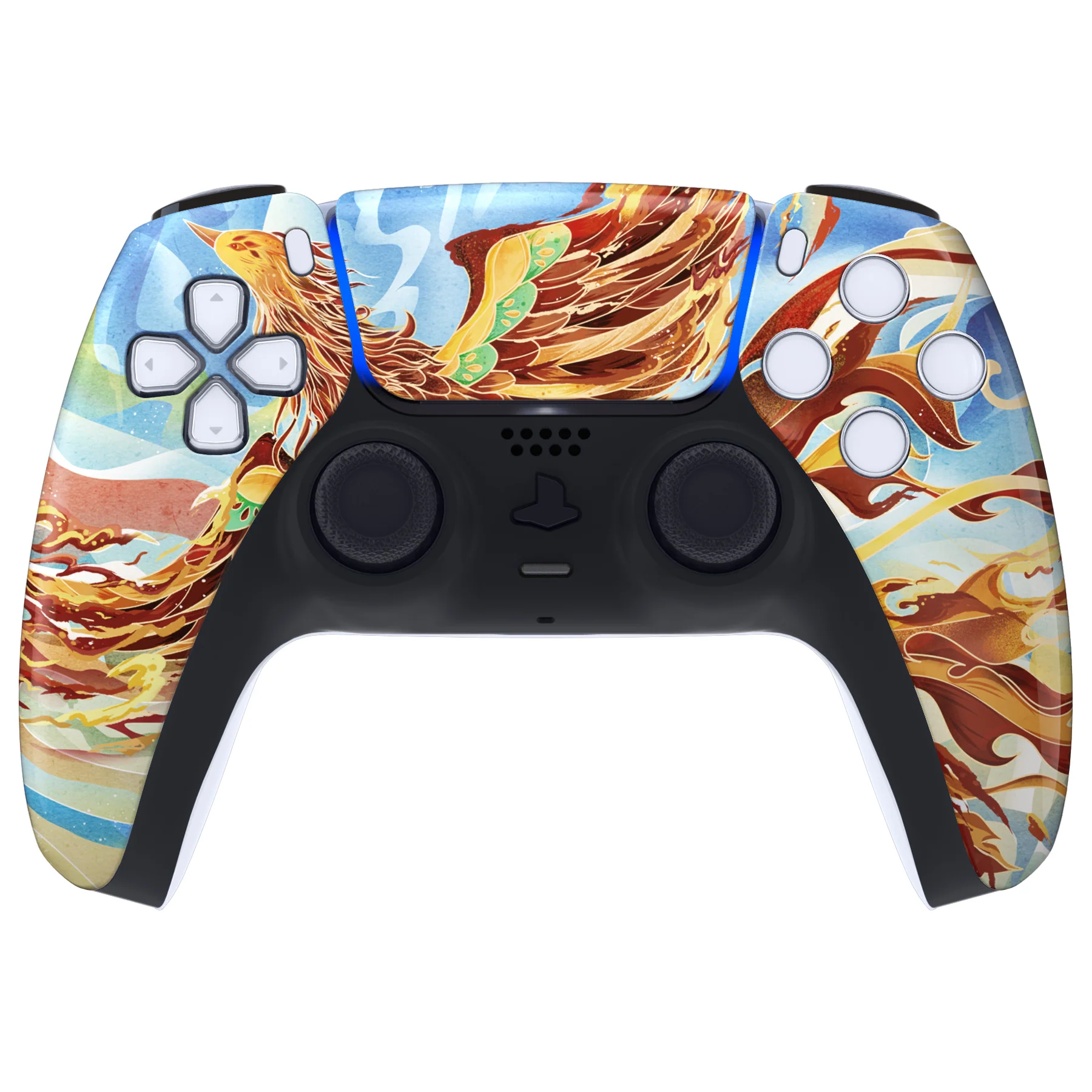 eXtremeRate Replacement Front Housing Shell with Touchpad Compatible with PS5 Controller BDM-010/020/030/040/050 - Fire Phoenix - Image 2