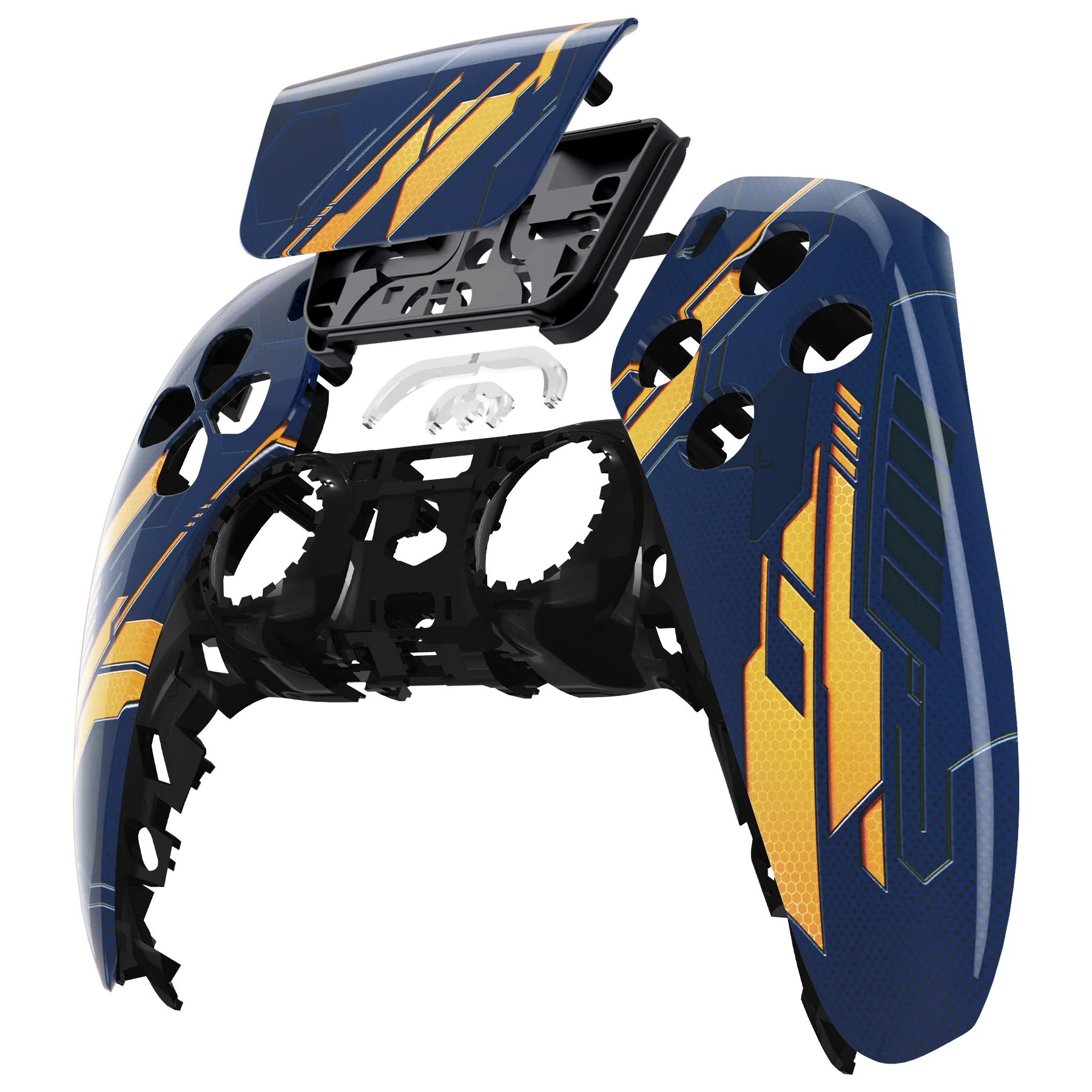 eXtremeRate Replacement Front Housing Shell with Touchpad Compatible with PS5 Controller BDM-010/020/030/040/050 - Glow in Dark Mecha - Orange - Image 11