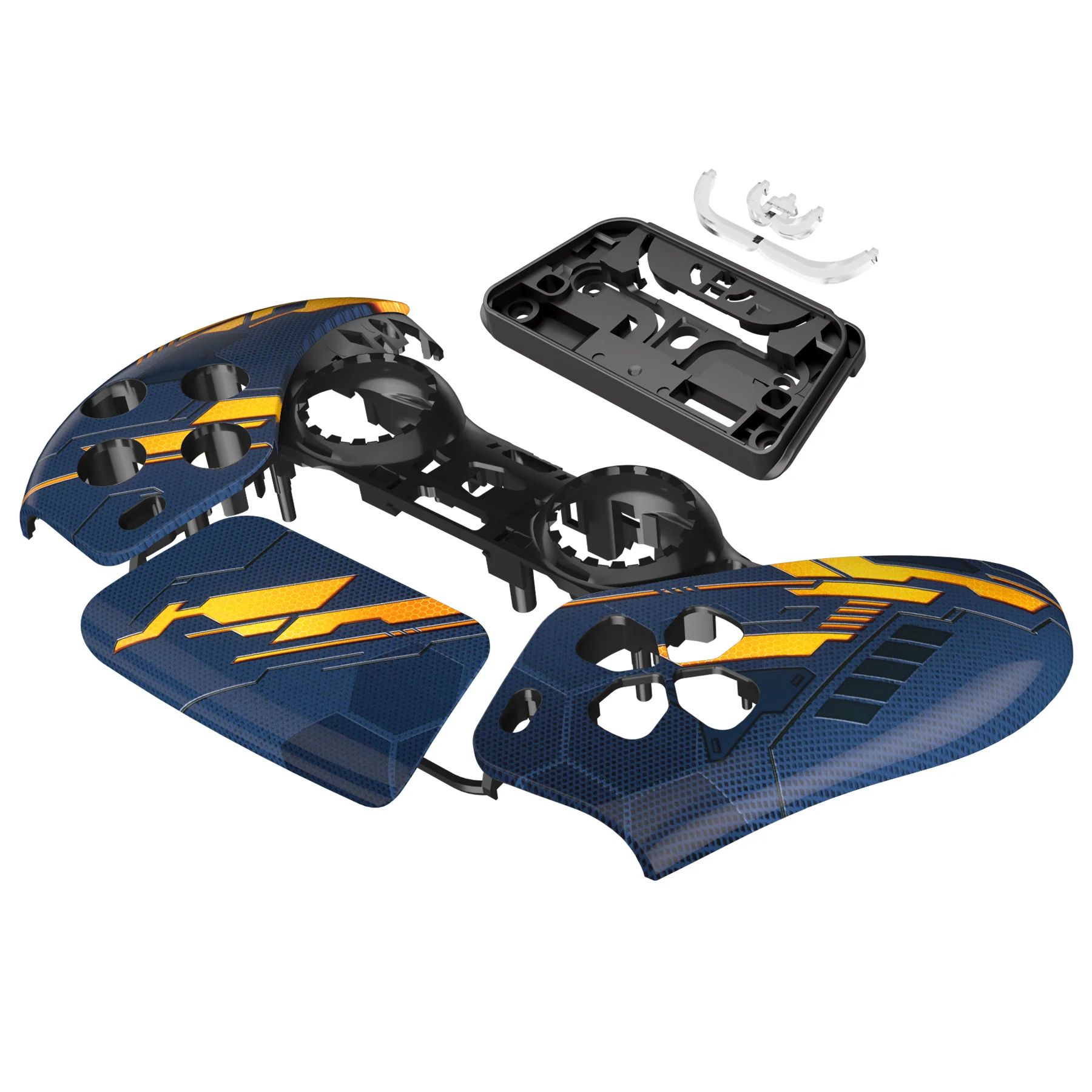 eXtremeRate Replacement Front Housing Shell with Touchpad Compatible with PS5 Controller BDM-010/020/030/040/050 - Glow in Dark Mecha - Orange - Image 13
