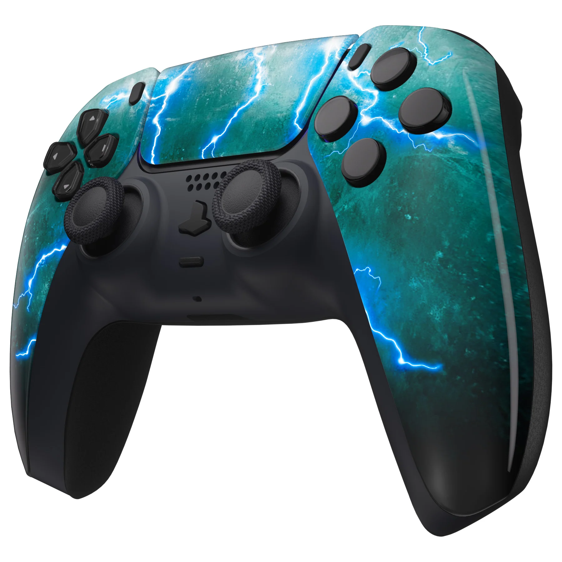 eXtremeRate Replacement Front Housing Shell with Touchpad Compatible with PS5 Controller BDM-010/020/030/040/050 - Green Storm Thunder - Image 4