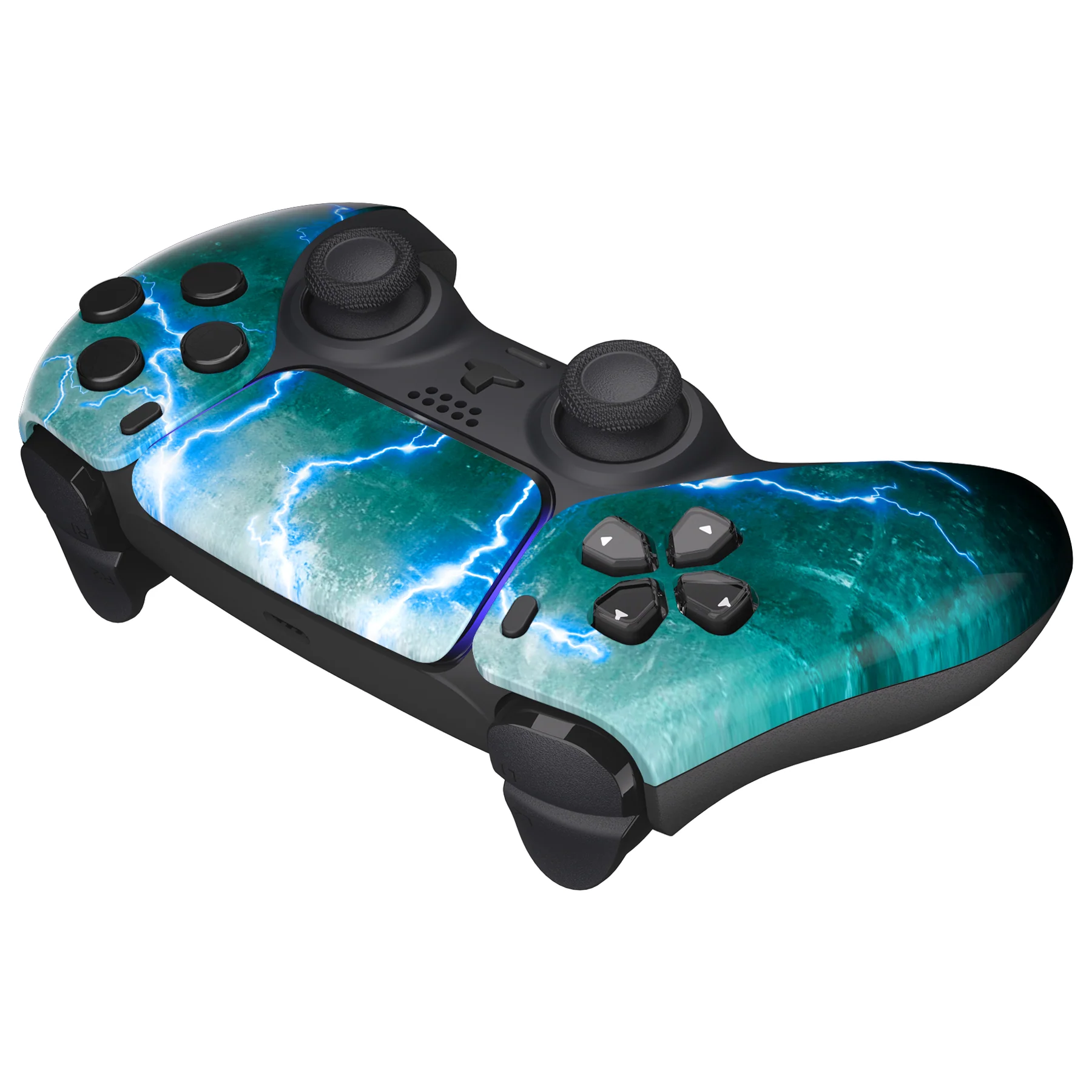 eXtremeRate Replacement Front Housing Shell with Touchpad Compatible with PS5 Controller BDM-010/020/030/040/050 - Green Storm Thunder - Image 6