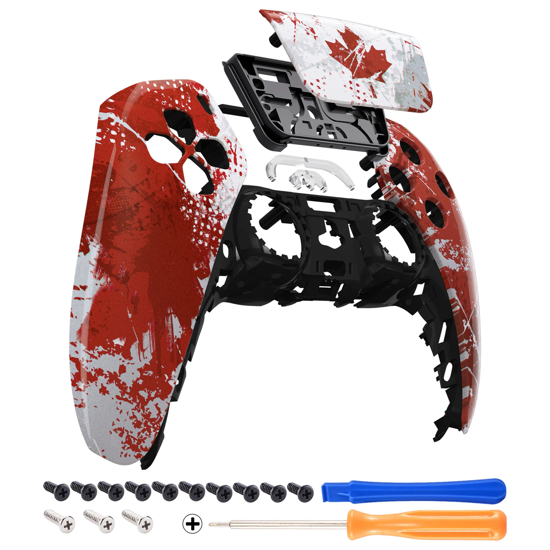 eXtremeRate Replacement Front Housing Shell with Touchpad Compatible with PS5 Controller BDM-010/020/030/040/050 - Impression Canada Flag - Image 7