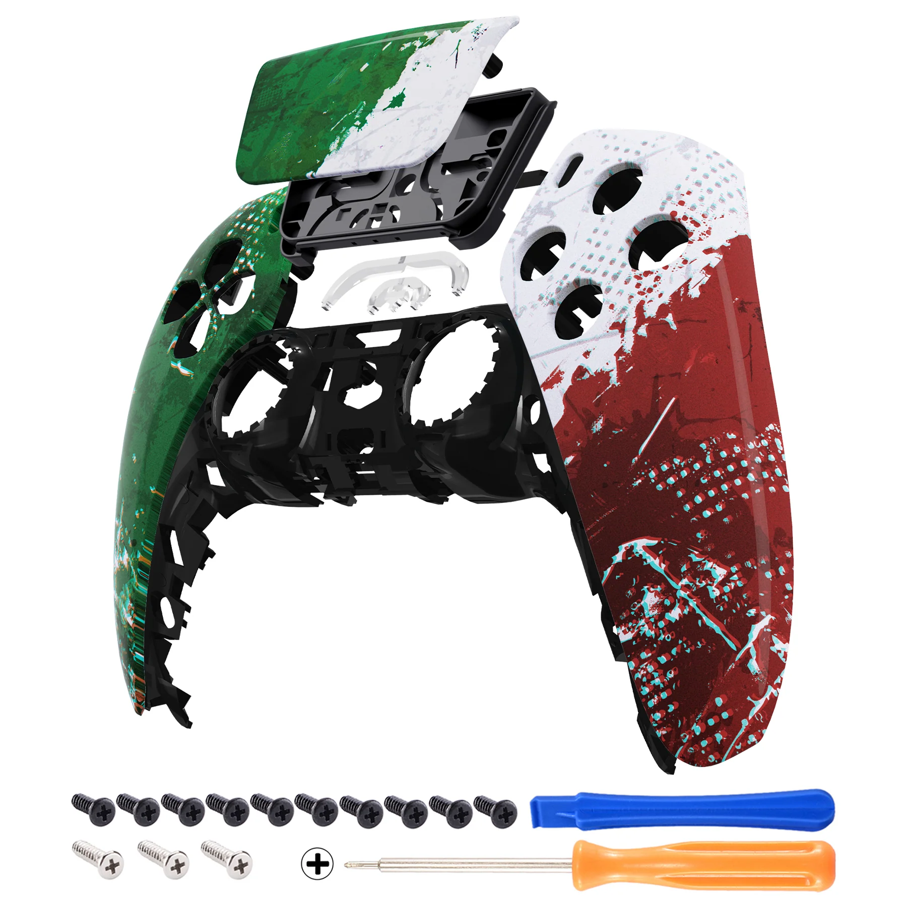 eXtremeRate Replacement Front Housing Shell with Touchpad Compatible with PS5 Controller BDM-010/020/030/040/050 - Impression Italy Flag - Image 7