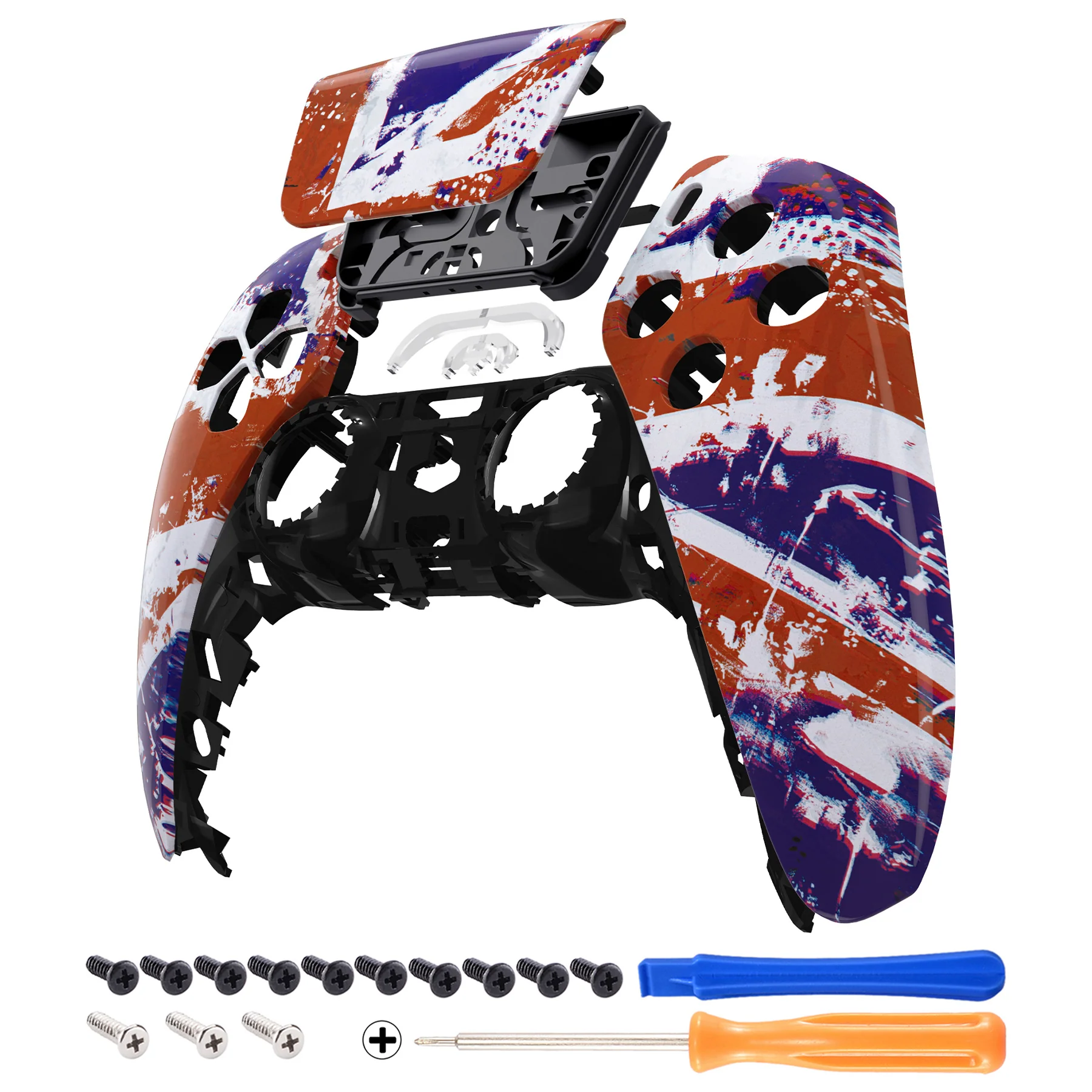 eXtremeRate Replacement Front Housing Shell with Touchpad Compatible with PS5 Controller BDM-010/020/030/040/050 - Impression UK Flag - Image 7