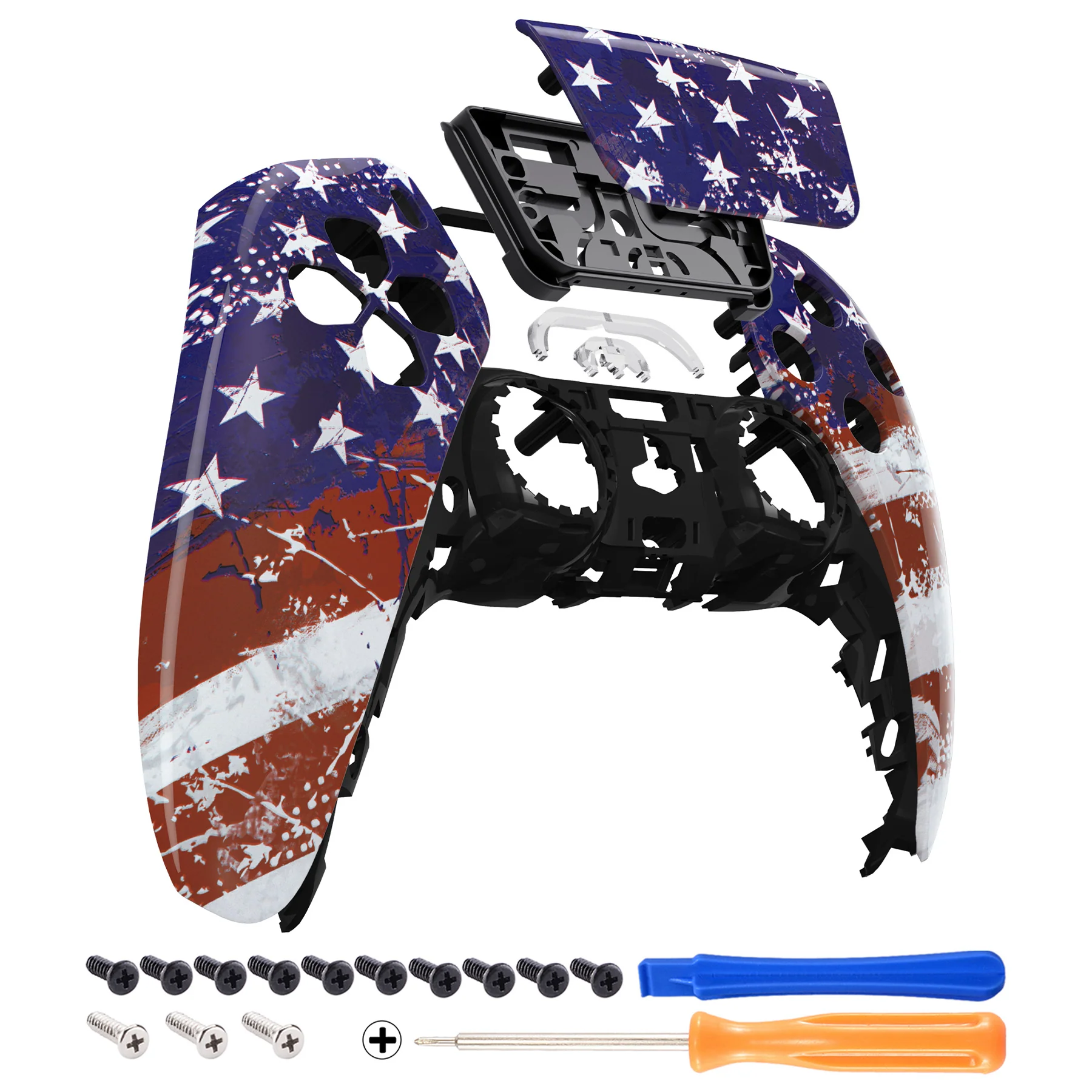 eXtremeRate Replacement Front Housing Shell with Touchpad Compatible with PS5 Controller BDM-010/020/030/040/050 - Impression US Flag - Image 7